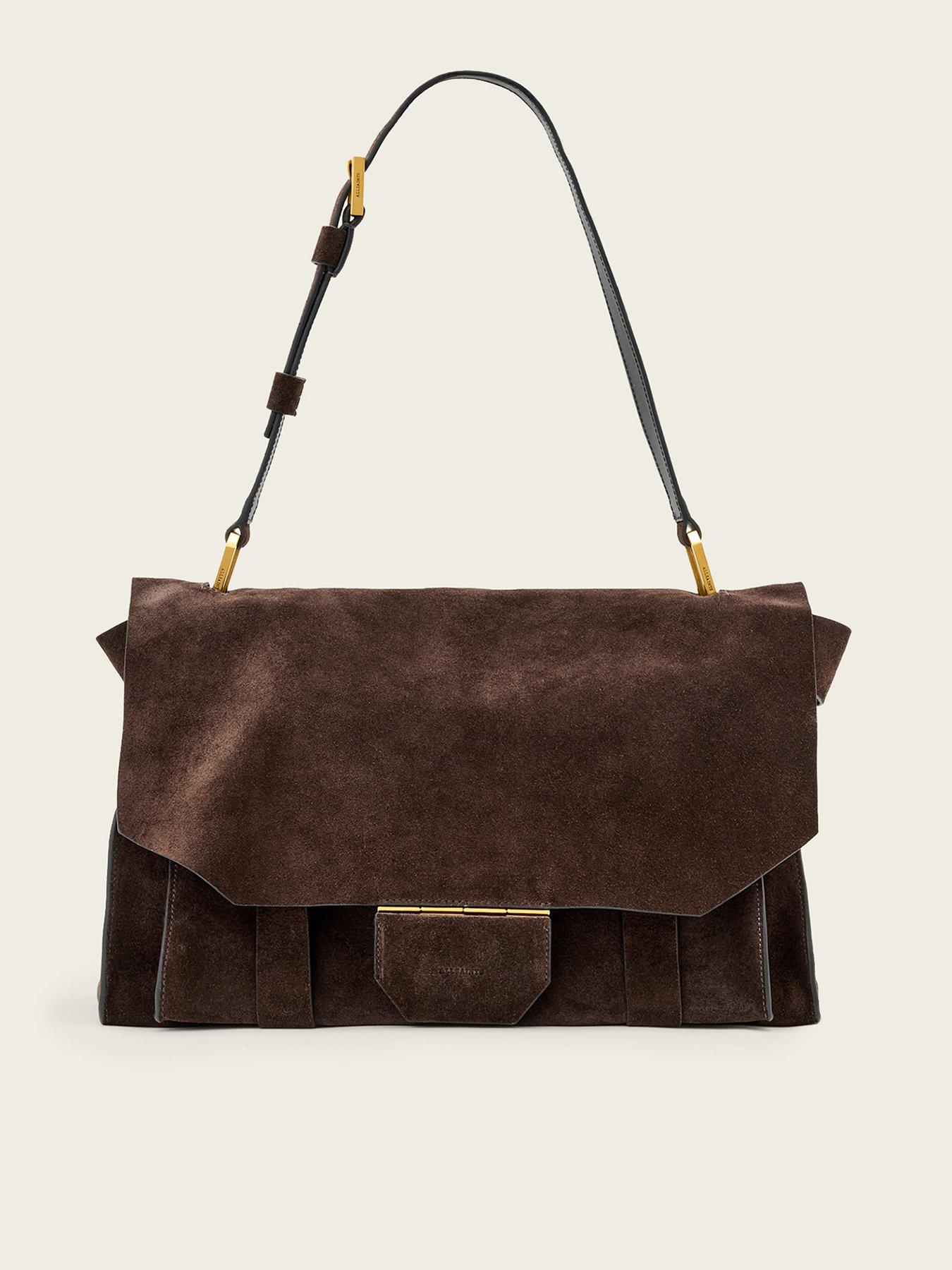 AllSaints Ursa Suede Satchel Boot - Brown