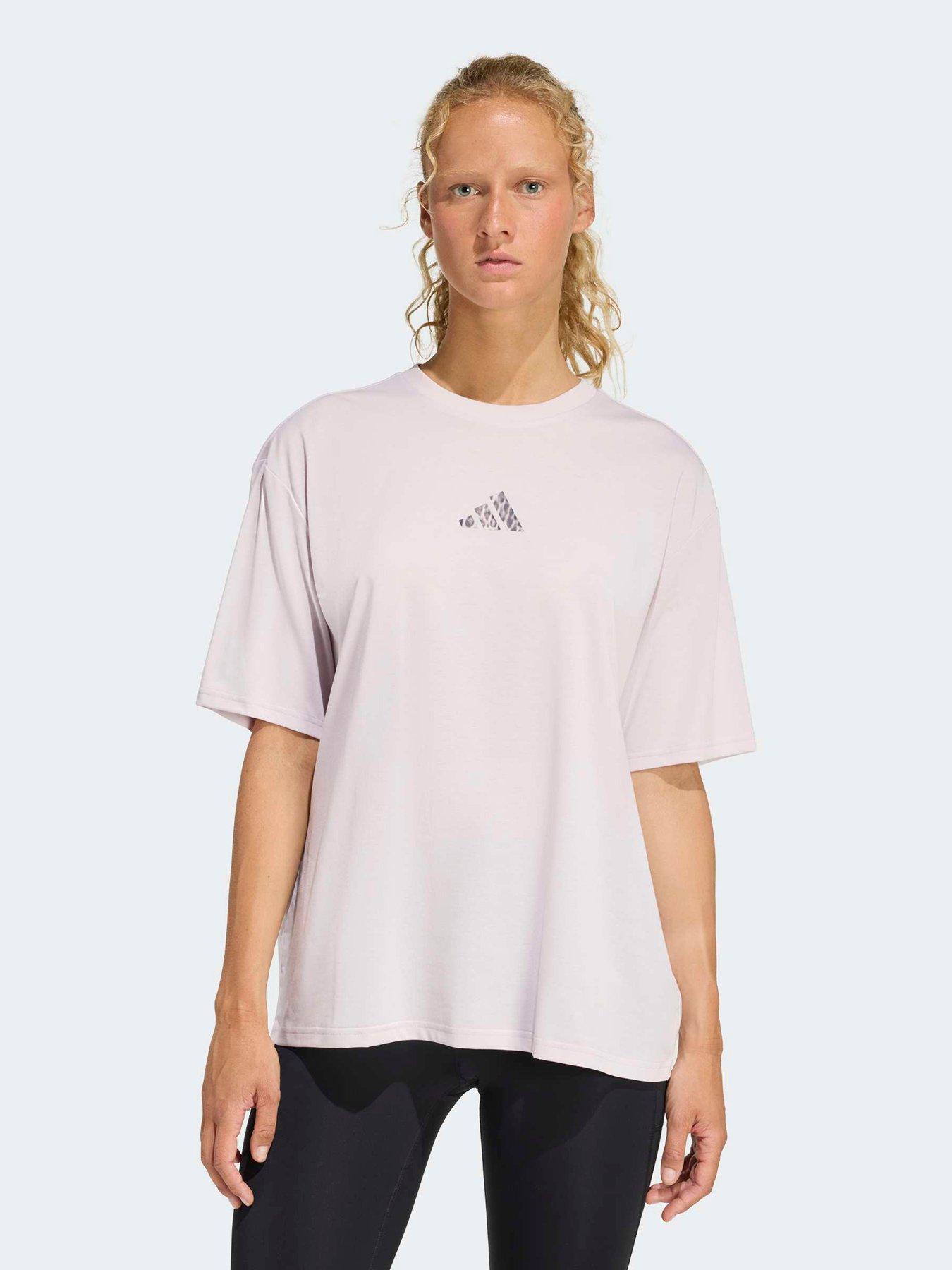 adidas Womens Training Animal Graphic T-Shirt, Icepur, Size M, Women