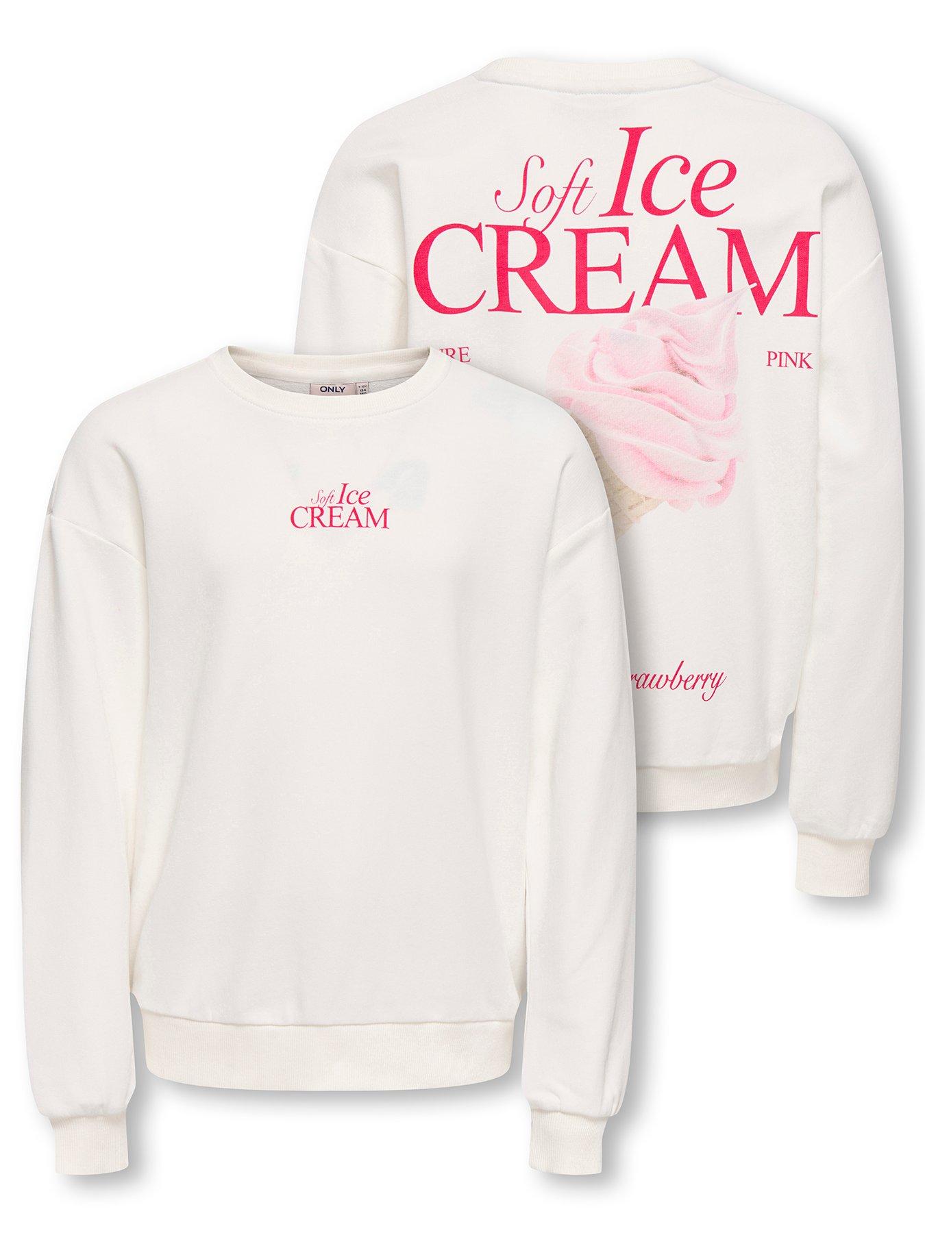 Only Kids Girls Ice Cream Back Print Sweat - White