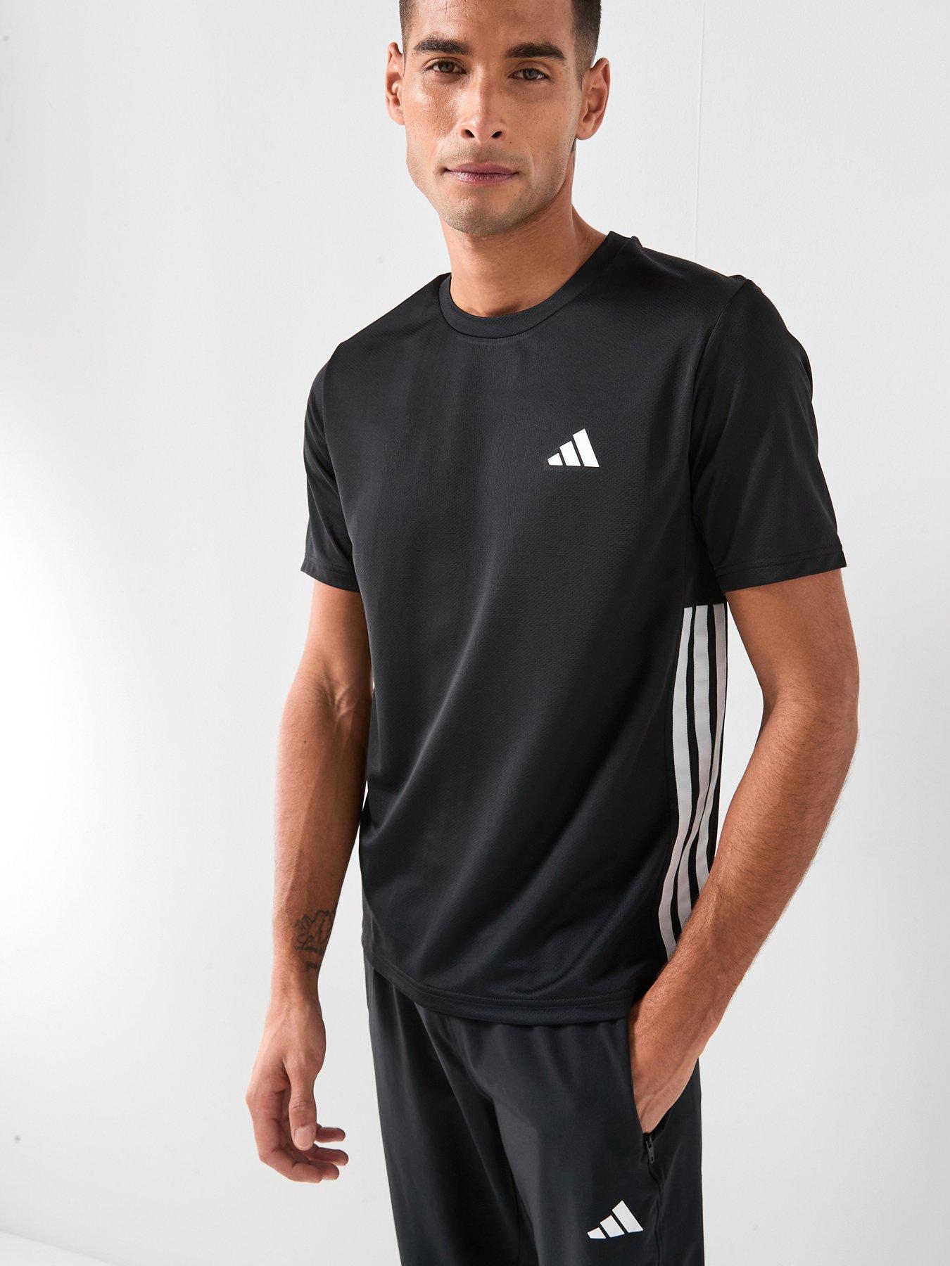 adidas Mens Training Workout Essentials Base 3-Stripe T-Shirt - Black