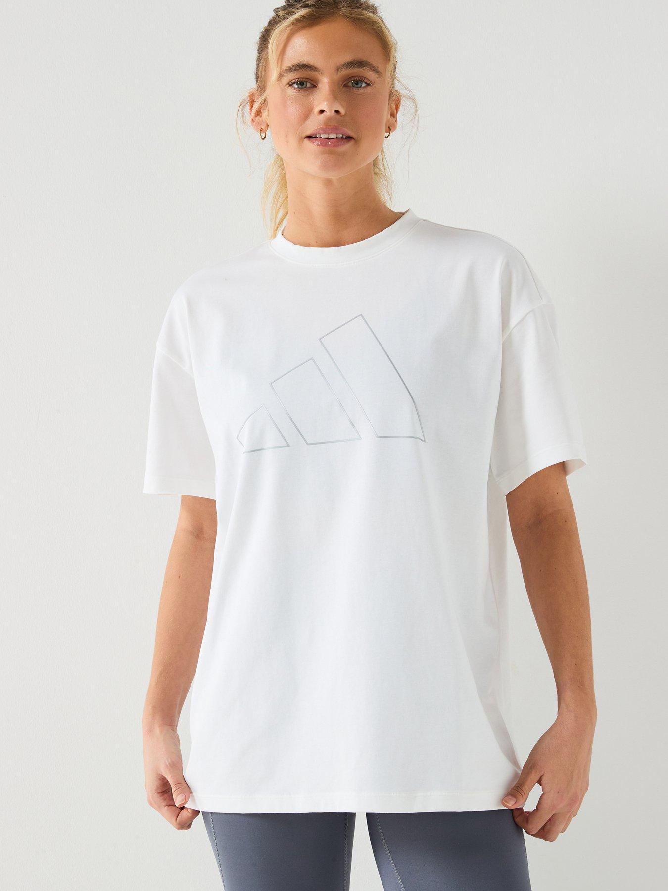 adidas Womens Training Workout Essentials Plus T-Shirt, White, Size Xl, Women
