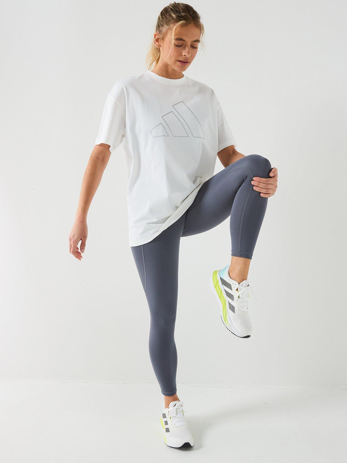 Image 3 of 6 of adidas Womens Training Workout Essentials Plus T-Shirt - White