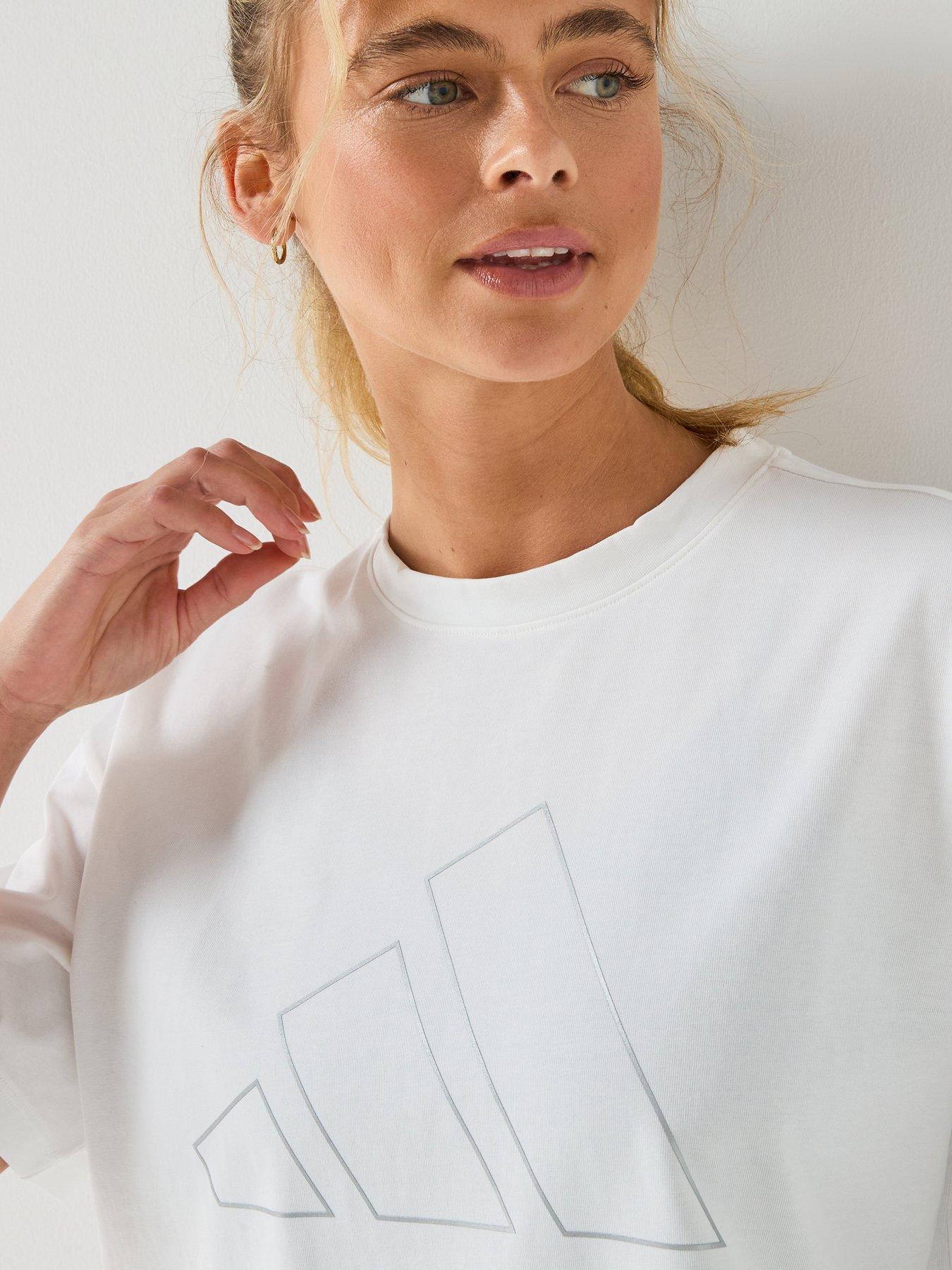 Image 4 of 6 of adidas Womens Training Workout Essentials Plus T-Shirt - White