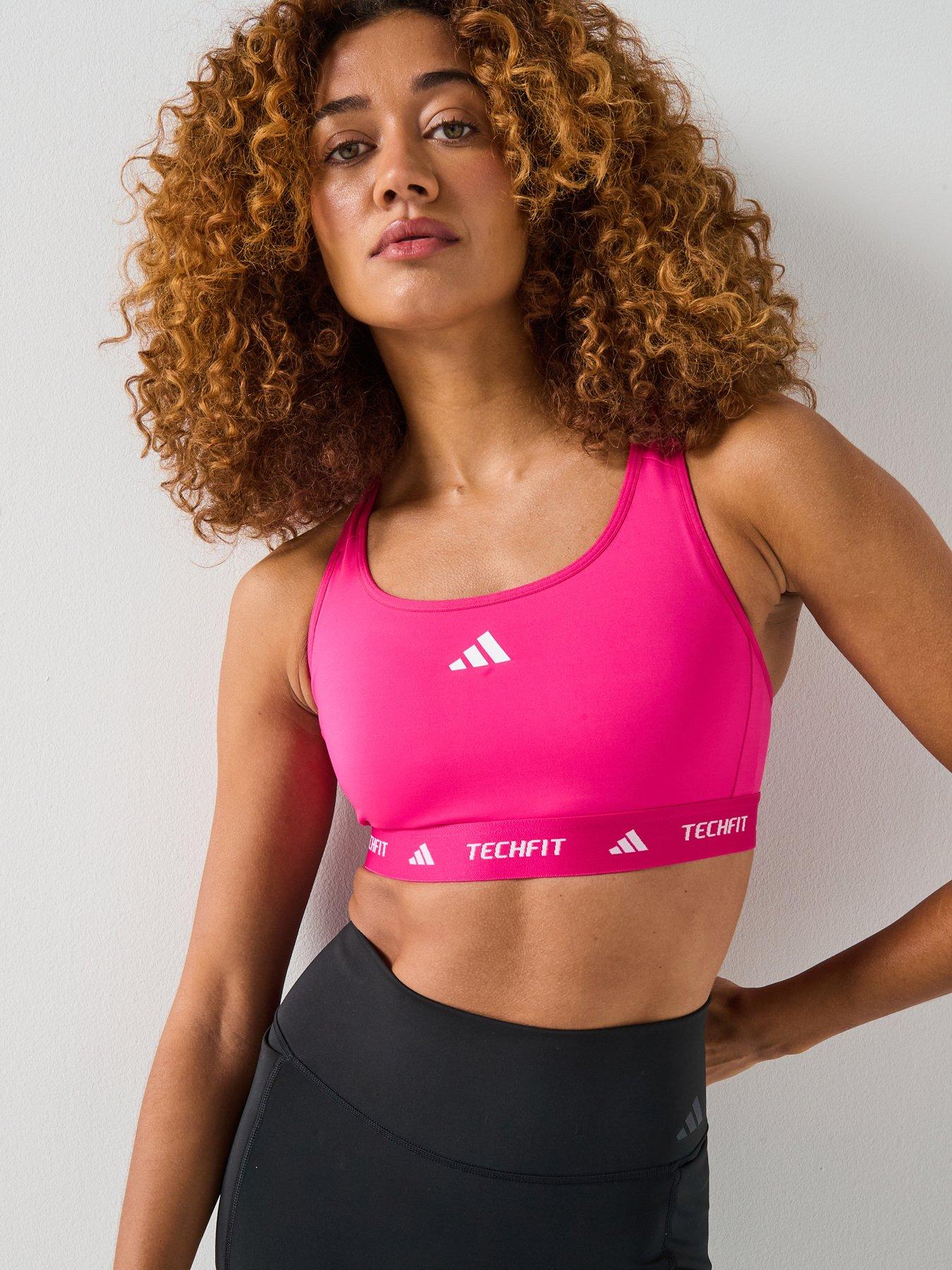 adidas Womens Training Techfit Medium Support Bra - Pink