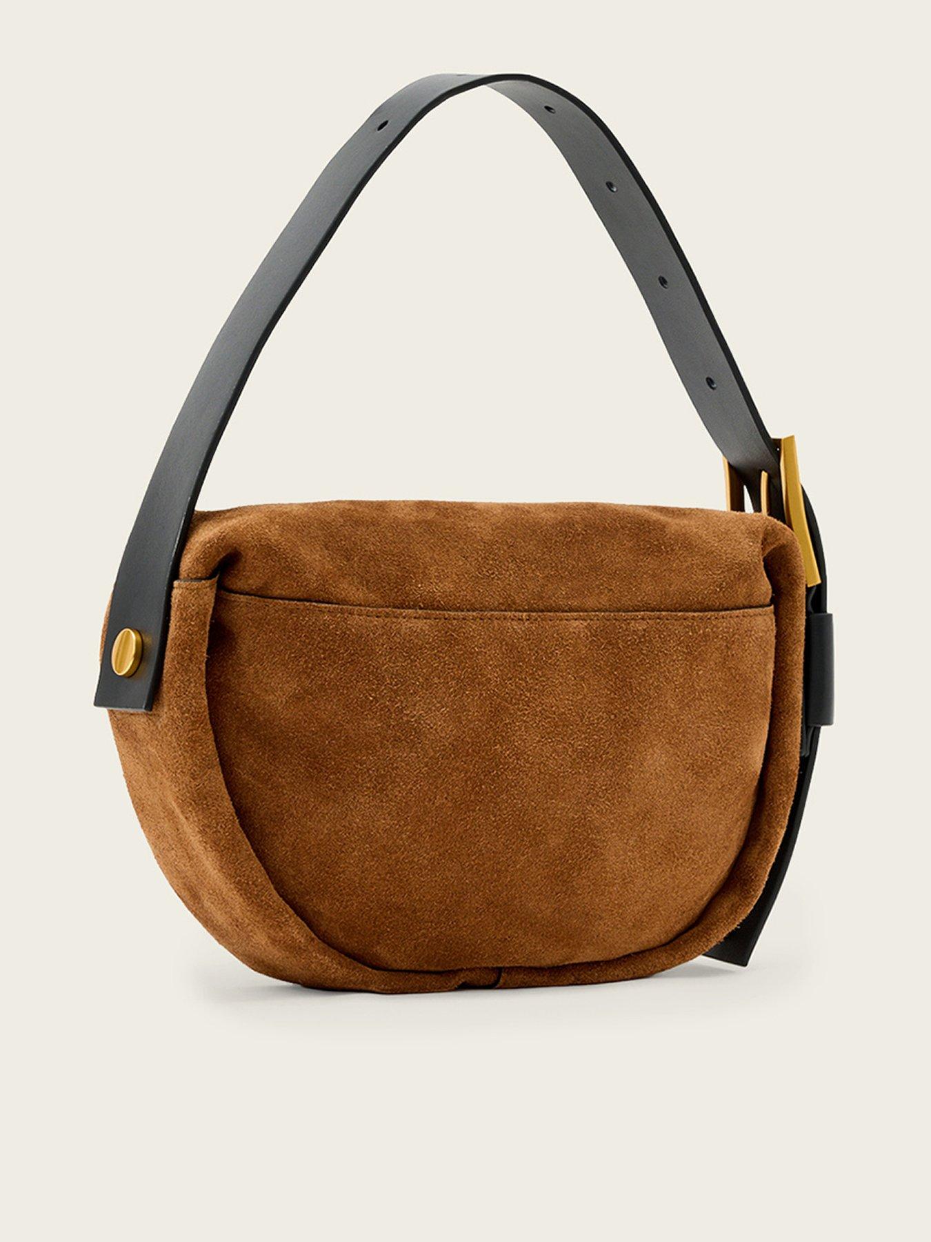 Image 3 of 5 of AllSaints Noemie Mini Suede Grab Bag - Brown