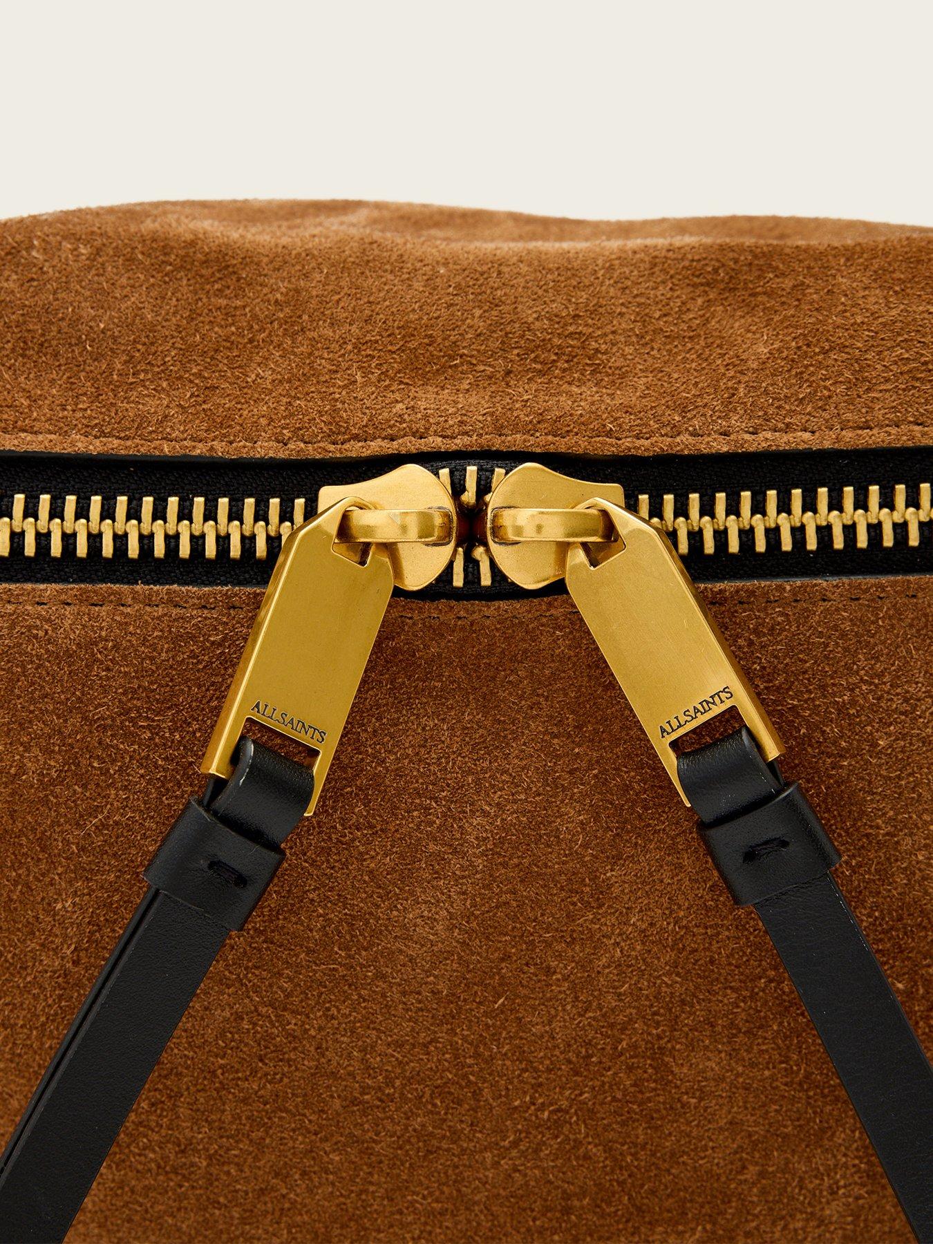 Image 4 of 5 of AllSaints Noemie Mini Suede Grab Bag - Brown