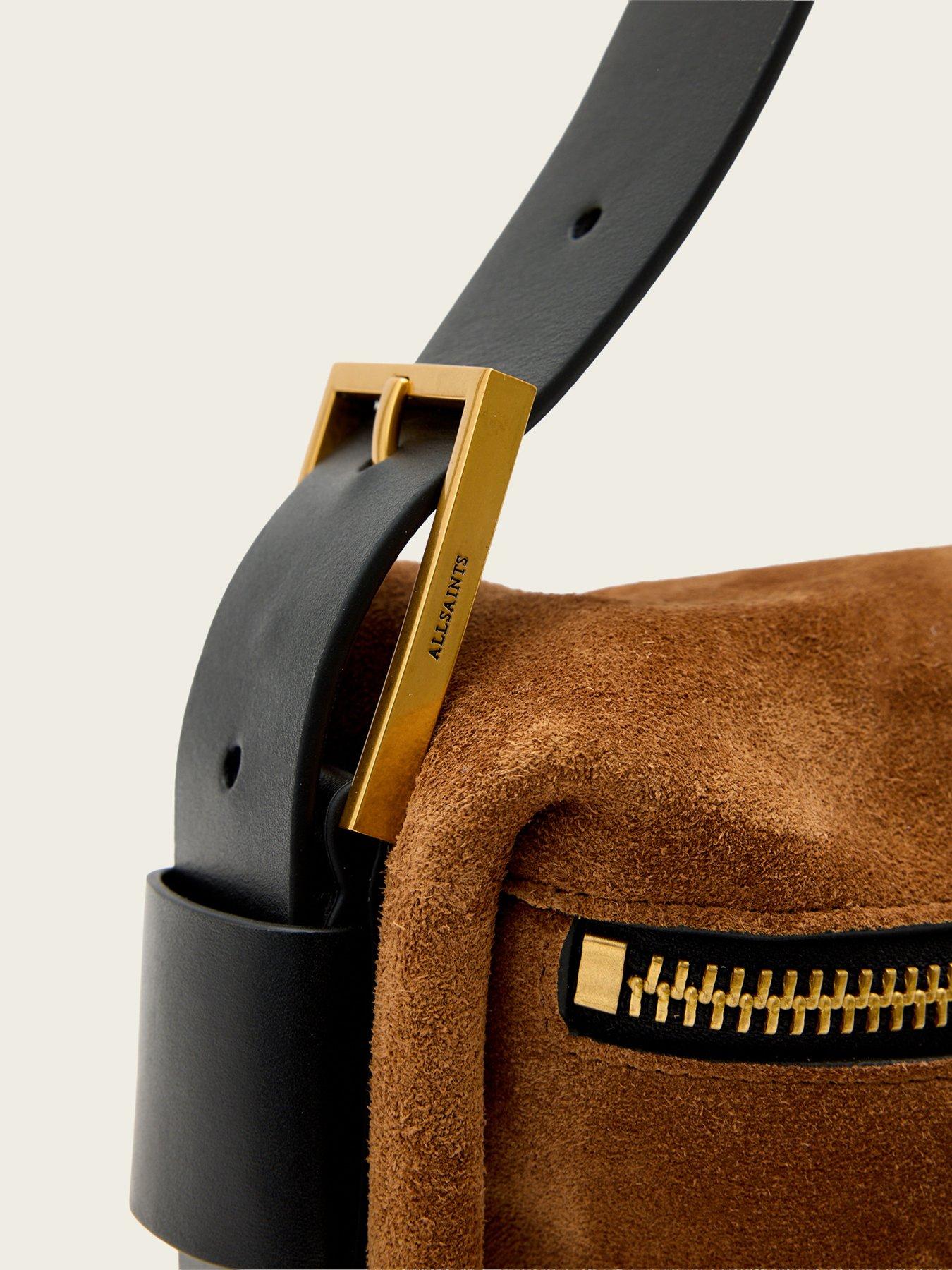 Image 5 of 5 of AllSaints Noemie Mini Suede Grab Bag - Brown