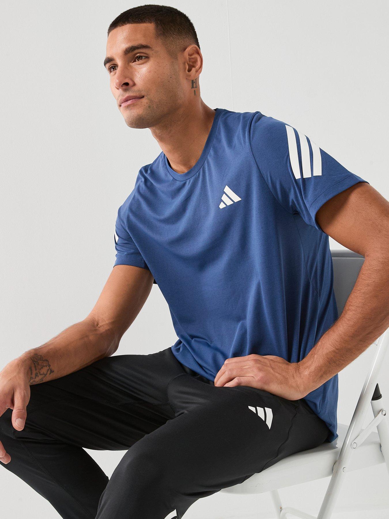 adidas Mens Running Adi365 Iconic Stripes T-Shirt - Indigo
