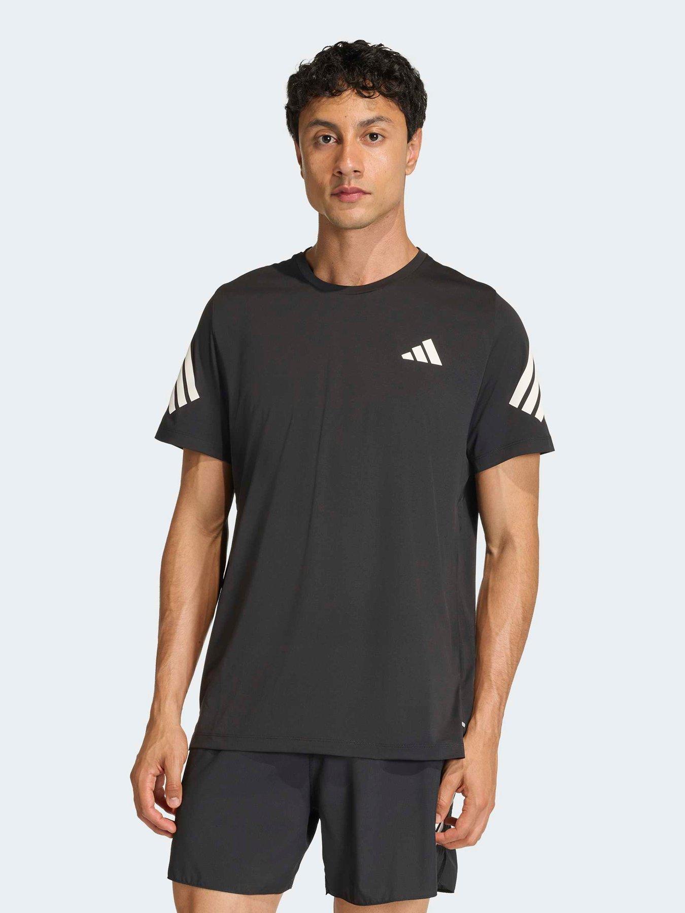 adidas Mens Running Adi365 Iconic Stripes T-Shirt - Black