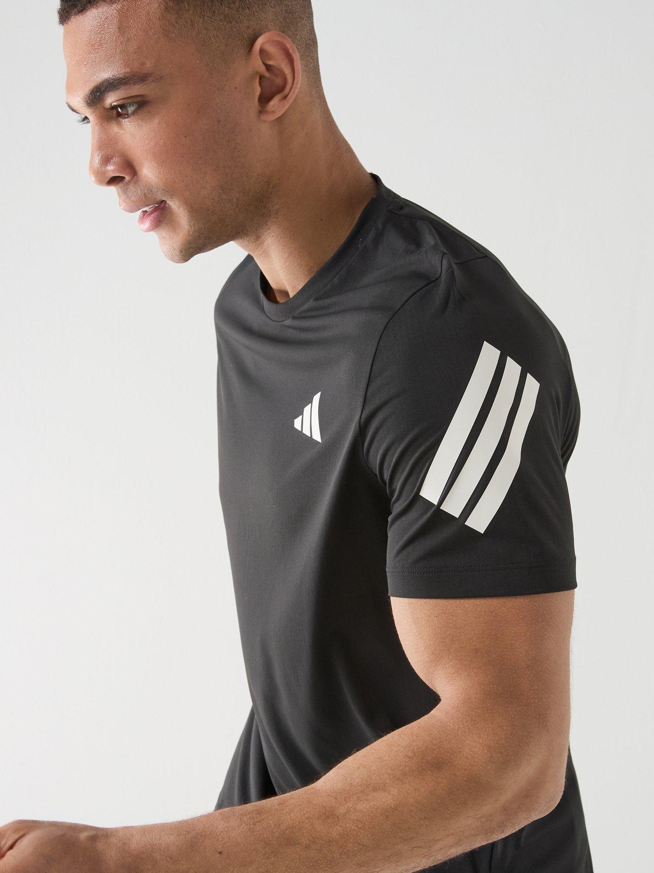 adidas Mens Running Adi365 Iconic Stripes T-Shirt - Black | Very