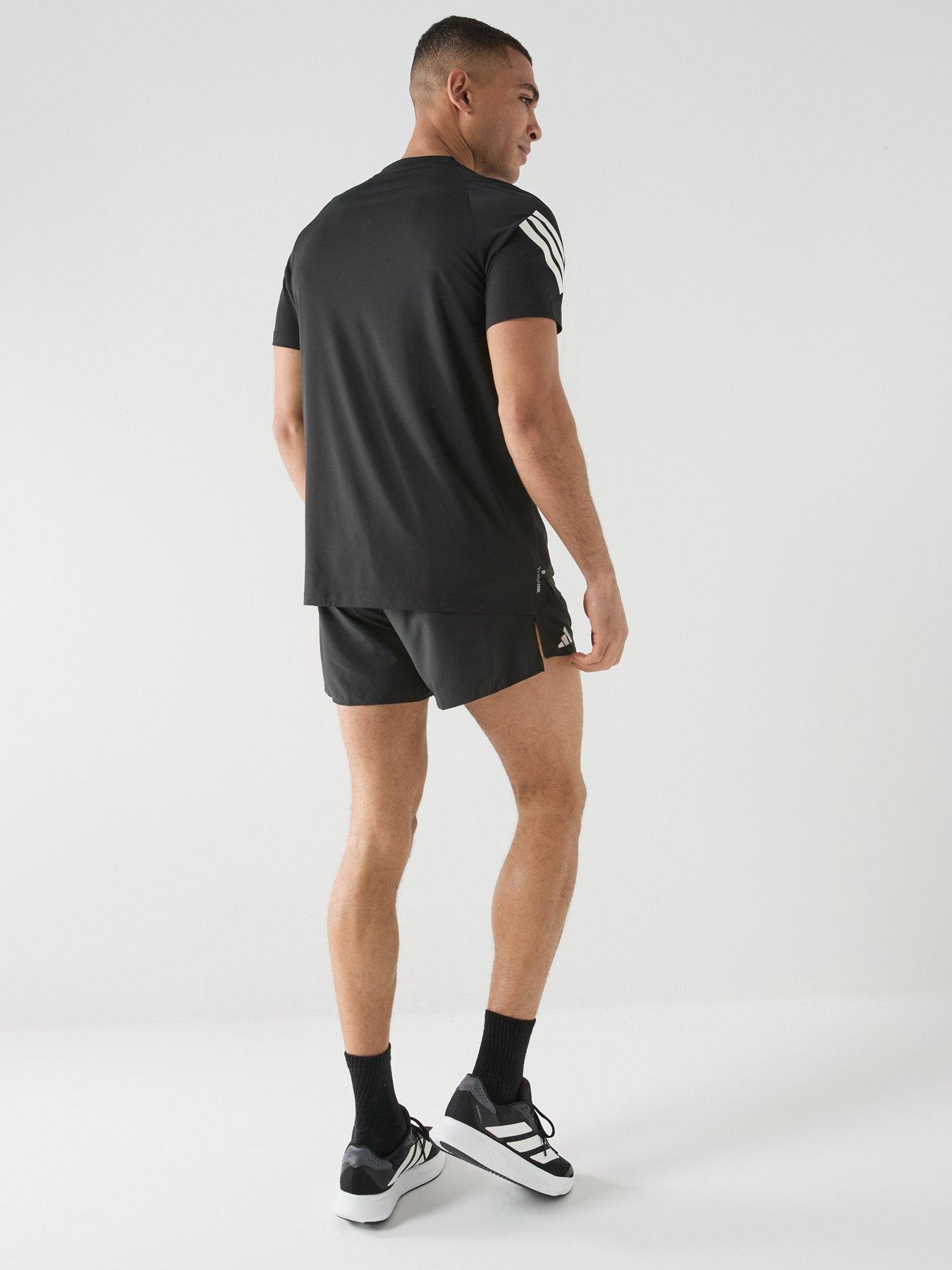 adidas Mens Running Adi365 Iconic Stripes T-Shirt - Black | Very