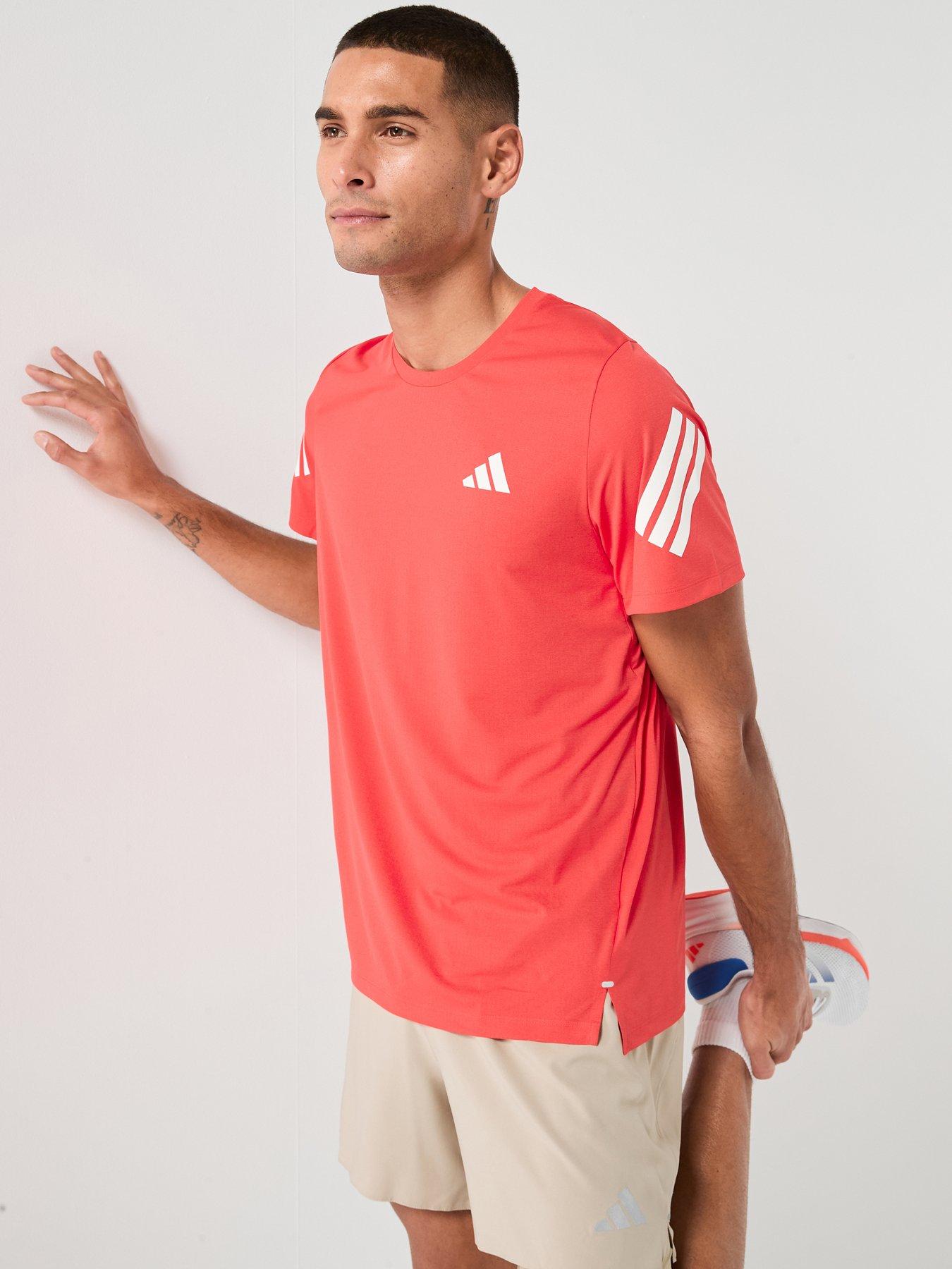 adidas Mens Running Adi365 Iconic Stripes T-Shirt, Red, Size M, Men