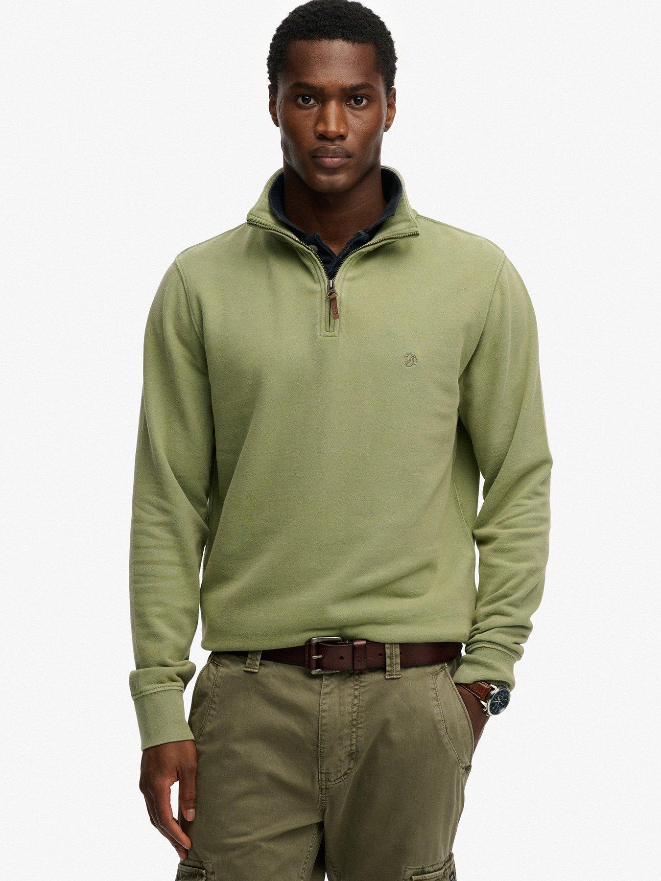 Image 1 of 5 of Superdry Classic Essential Henley 1/4 Zip Sweatshirt - Green