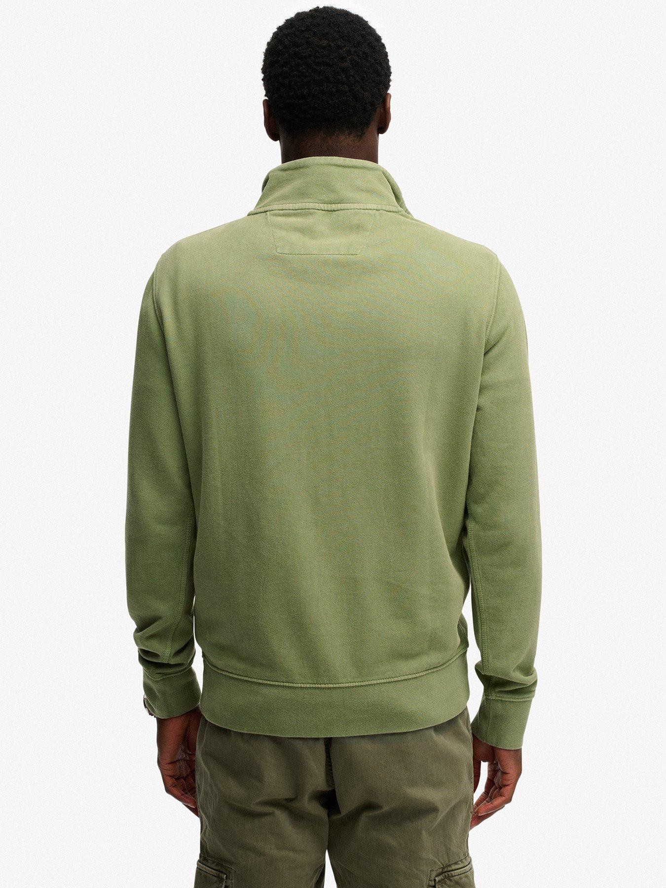 Image 2 of 5 of Superdry Classic Essential Henley 1/4 Zip Sweatshirt - Green
