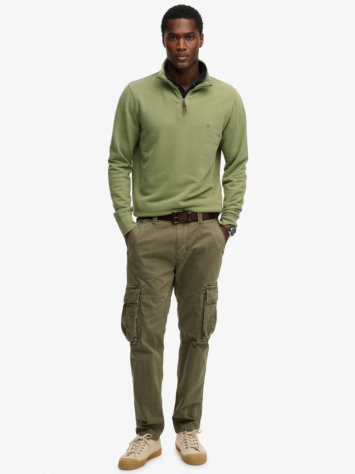 Image 3 of 5 of Superdry Classic Essential Henley 1/4 Zip Sweatshirt - Green