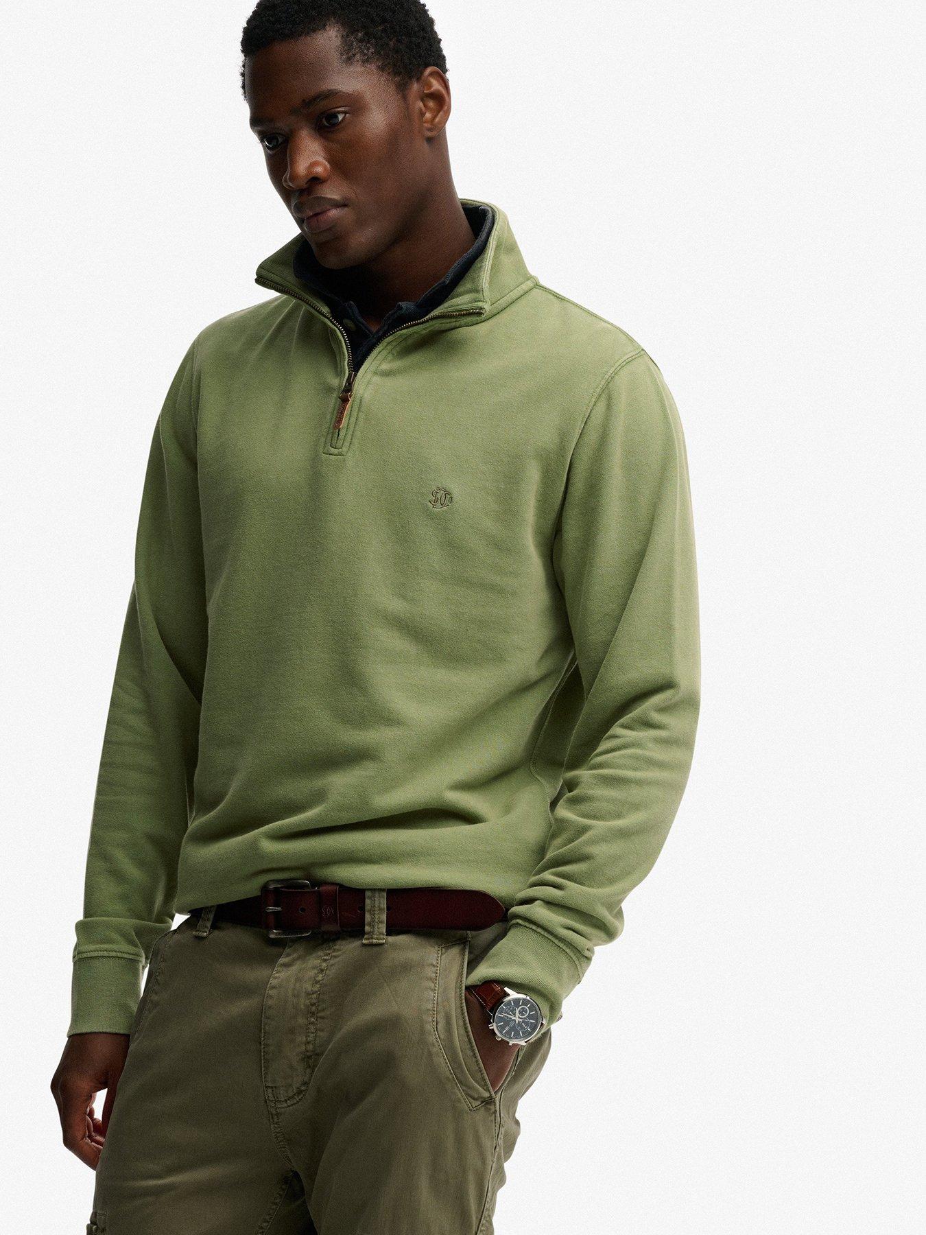 Image 4 of 5 of Superdry Classic Essential Henley 1/4 Zip Sweatshirt - Green