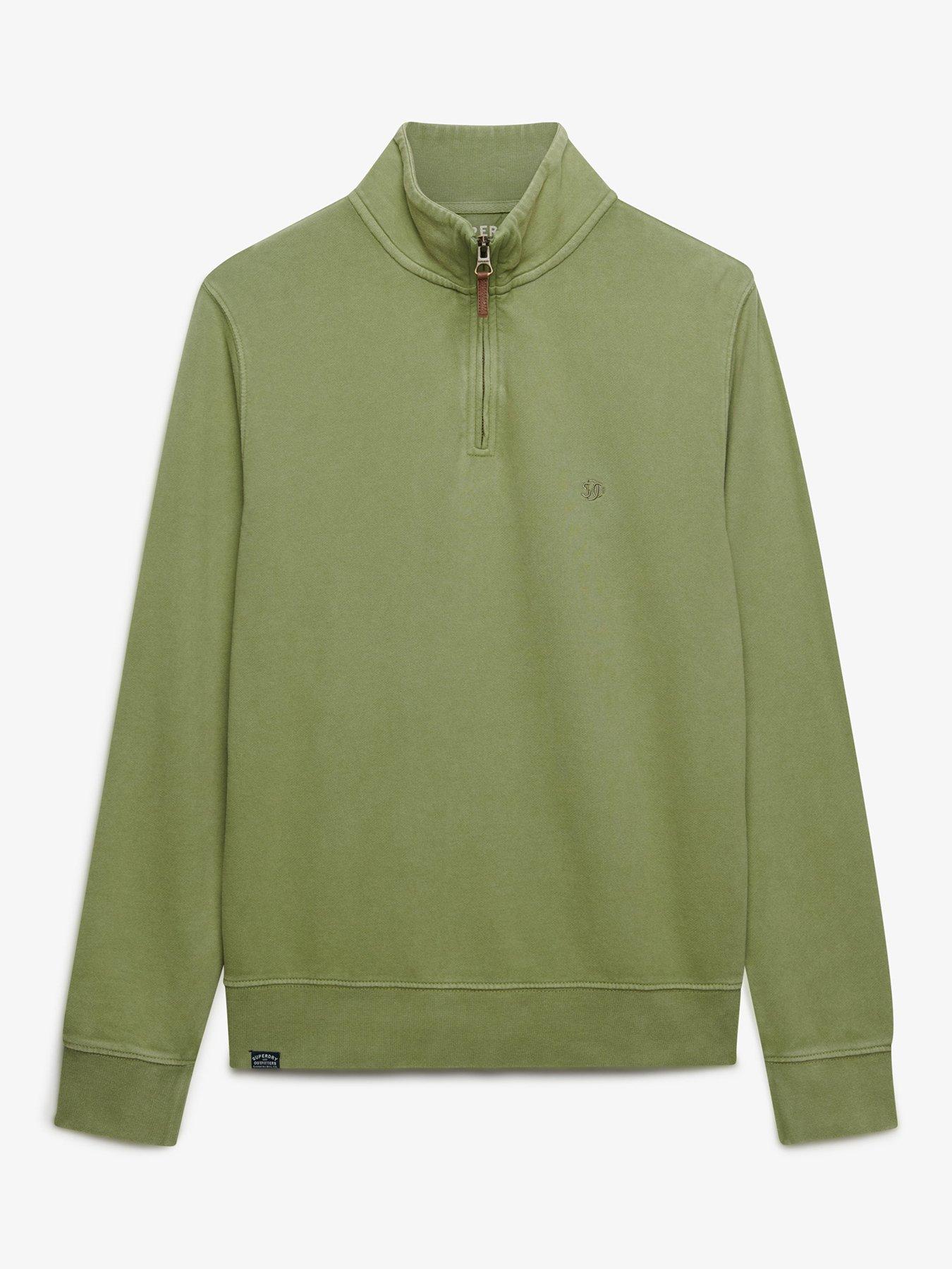 Image 5 of 5 of Superdry Classic Essential Henley 1/4 Zip Sweatshirt - Green