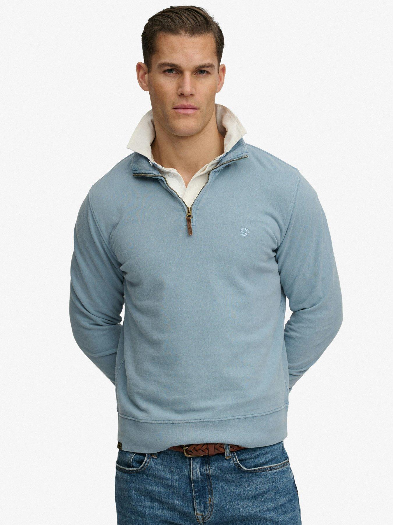 Superdry Classic Essential Henley 1/4 Zip Sweatshirt – Blue