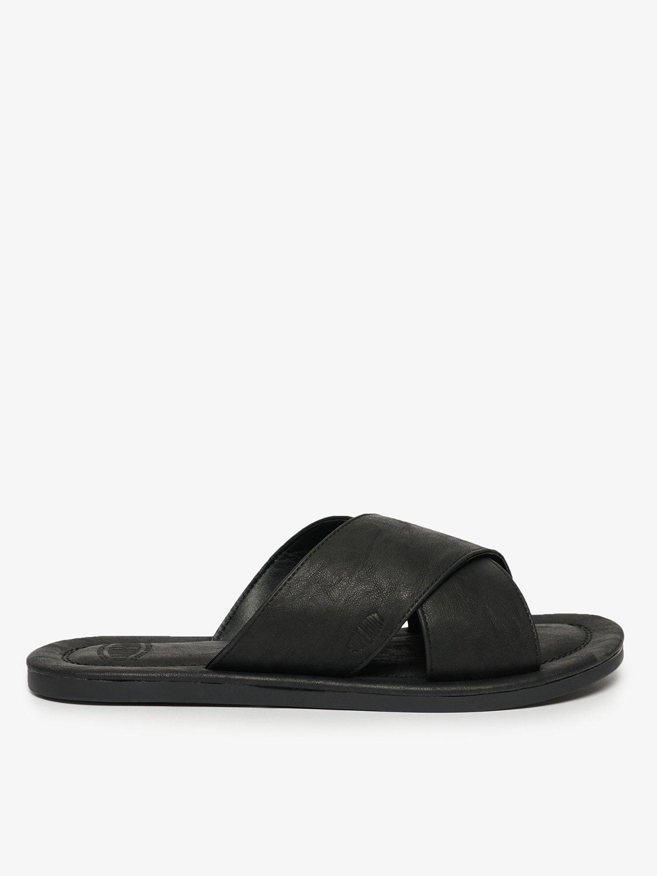 Superdry Vintage Cross Strap Slides - Black