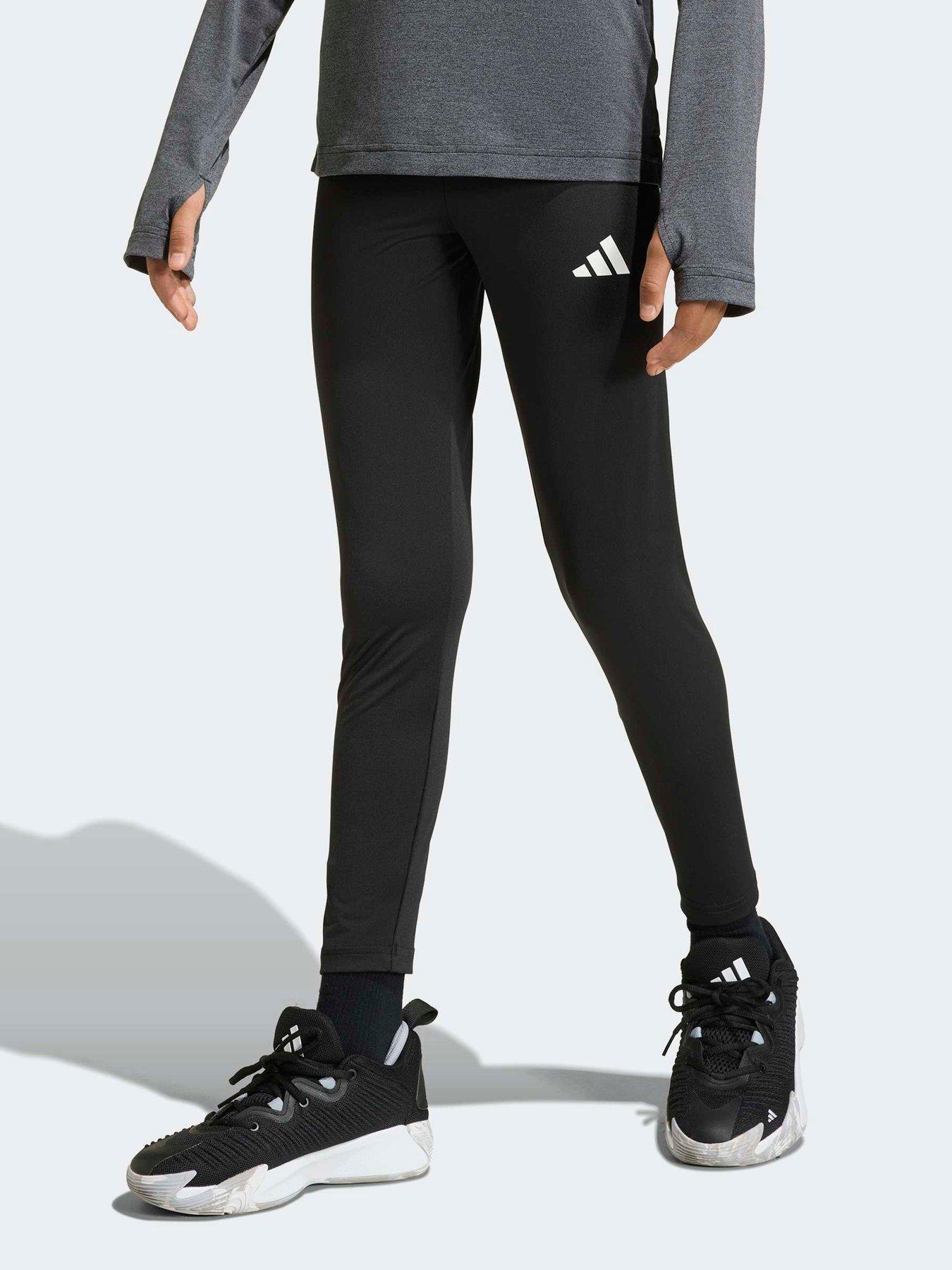 adidas Junior Girls Train Essentials 3-Stripe Tights - Black