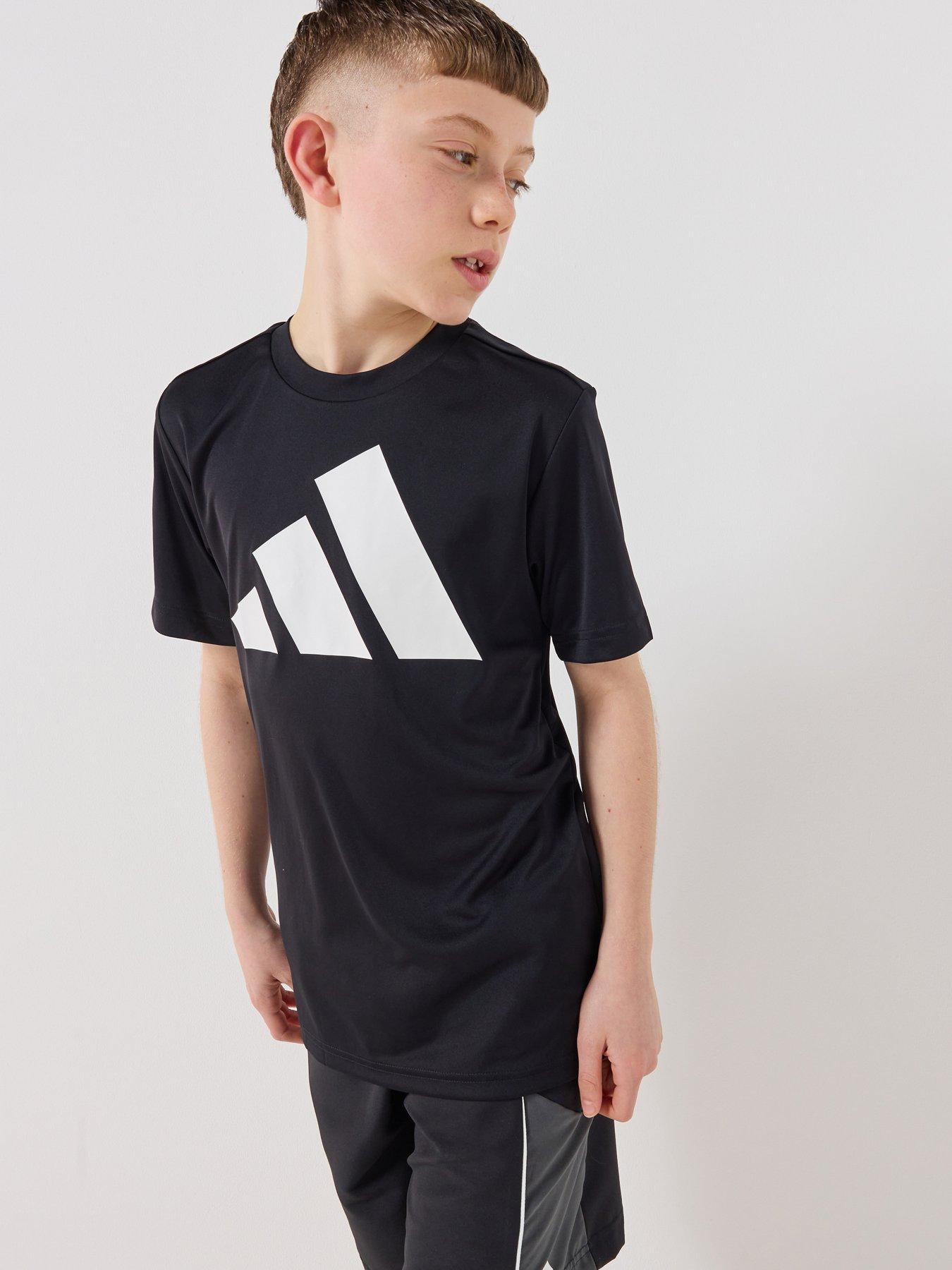adidas Junior Unisex Train Essentials T-Shirt, Black/White, Size 5-6 Years
