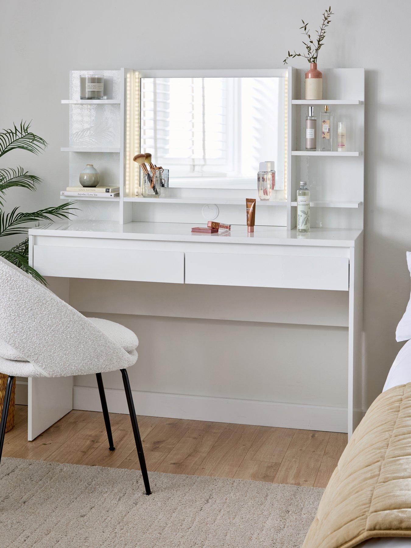 The Very Collection Layton Gloss Lit Dressing Table with Mirror - White - FSC® Certified