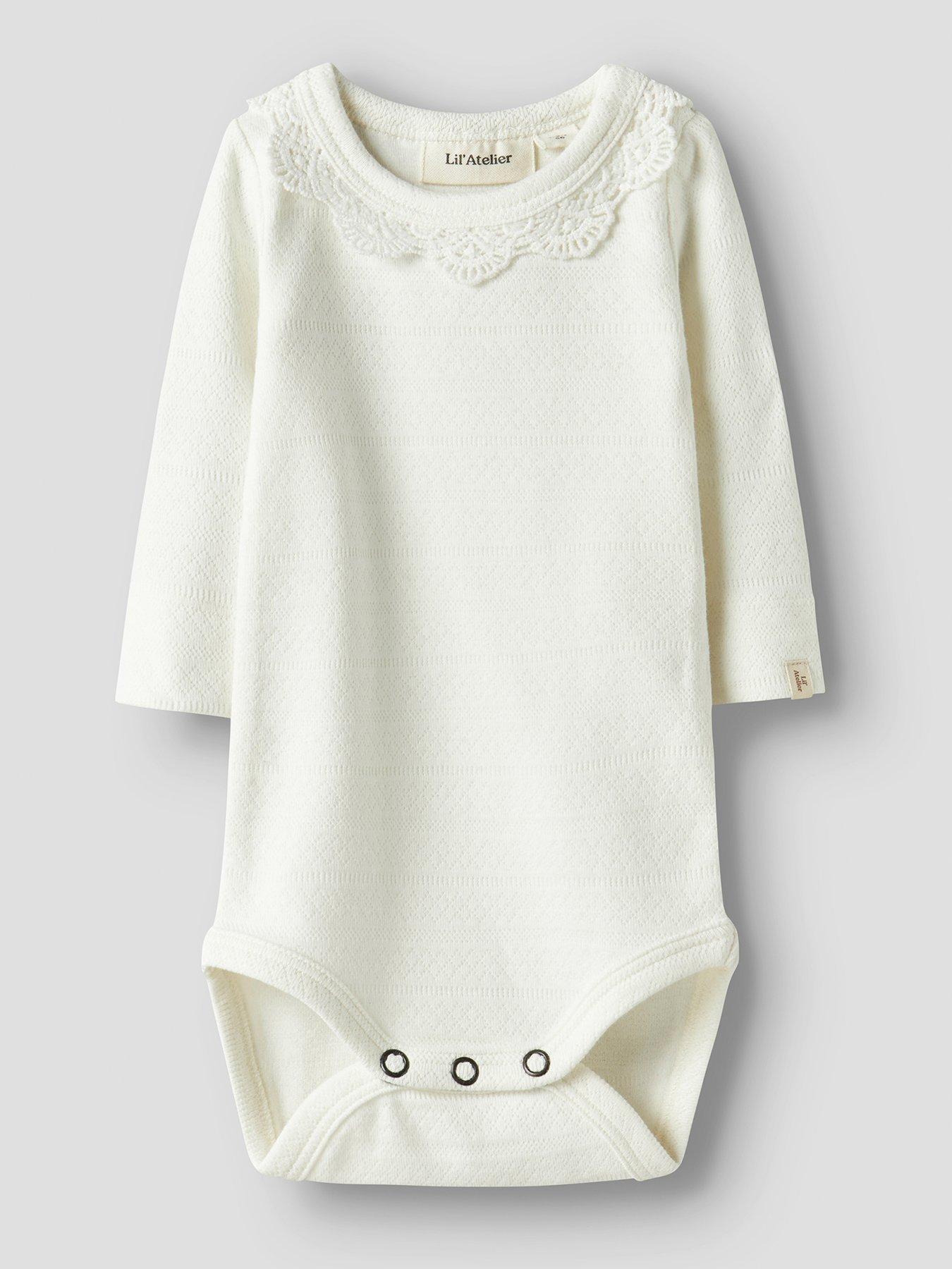 Lil Atelier Baby Girls Long Sleeve Bodysuit - Light Cream