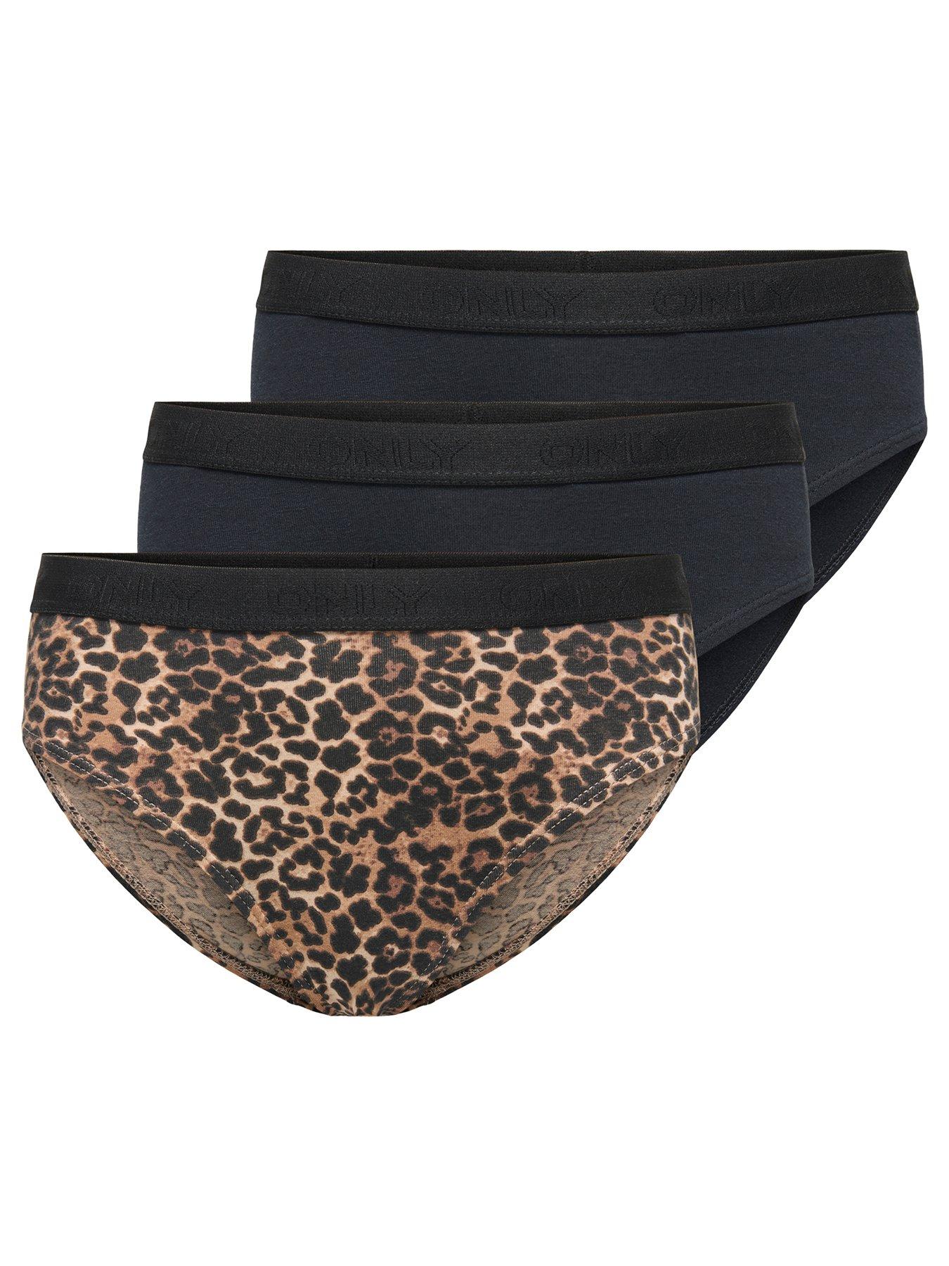 Only Kids Girls 3 Pack Leopard Print Briefs - Multi