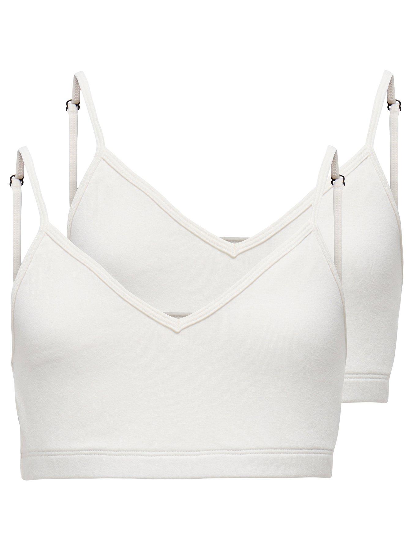Only Kids Girls 2 Pack Bralettes - White