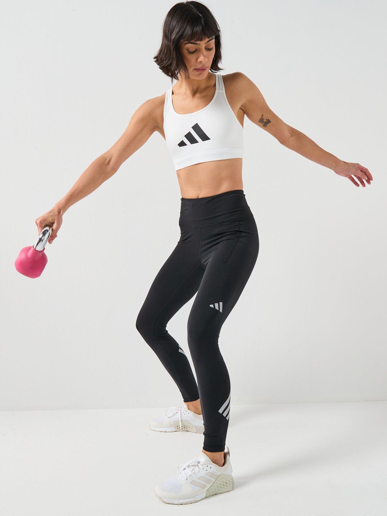 Image 3 of 6 of adidas Womens Training Workout Essentials Medium Support Bra - White