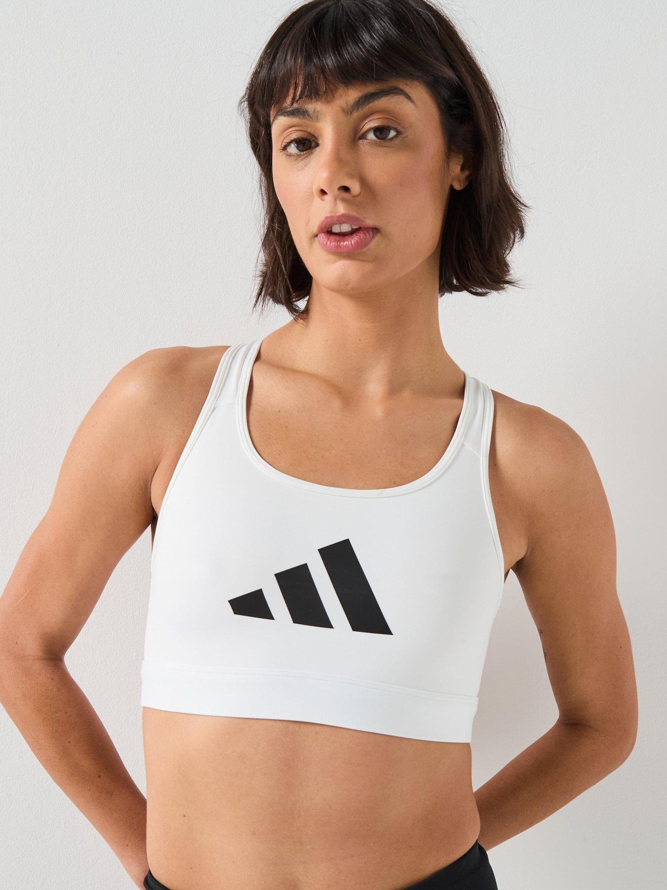 Image 4 of 6 of adidas Womens Training Workout Essentials Medium Support Bra - White