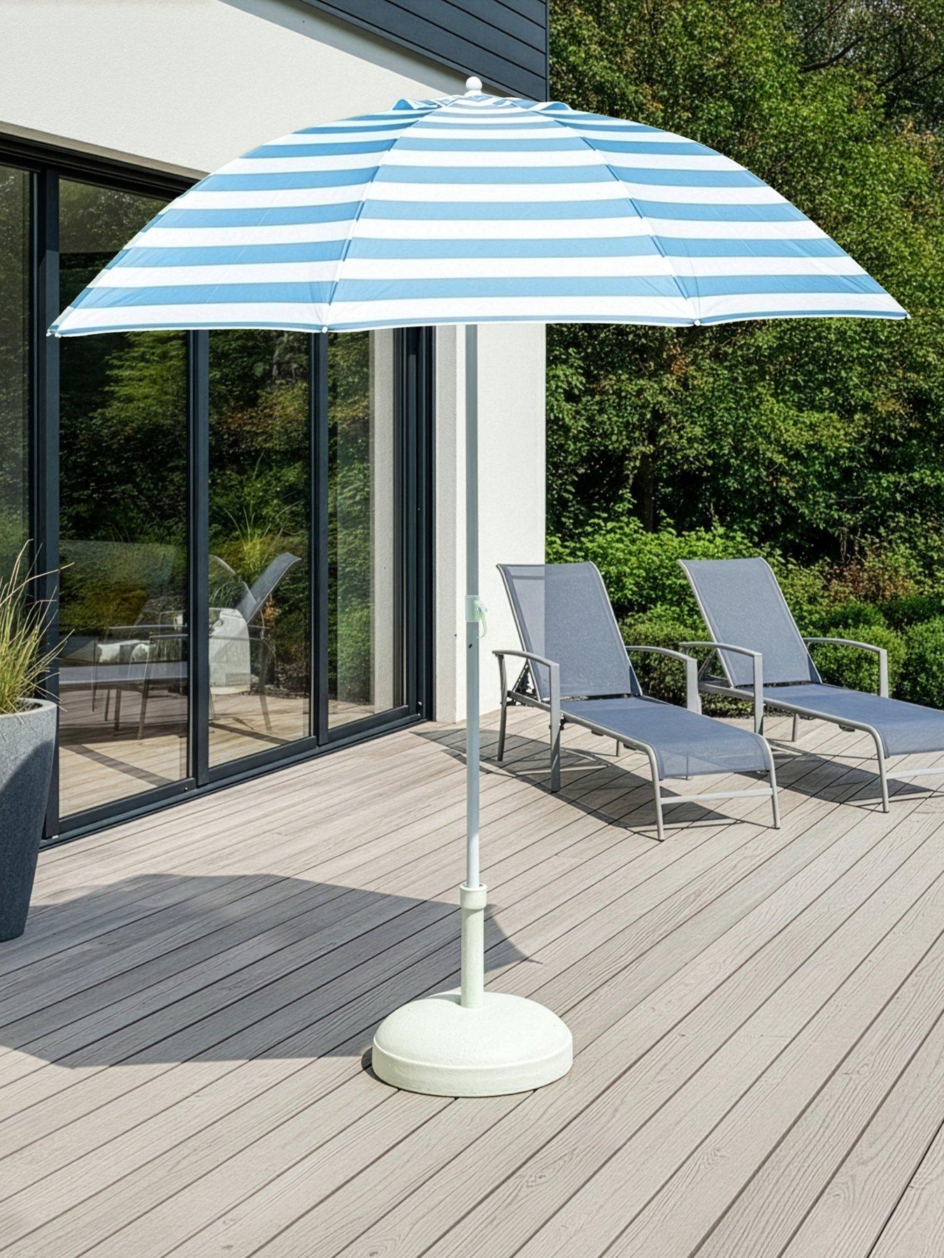 The Very Collection 2M Push Up Parasol- Blue Stripe