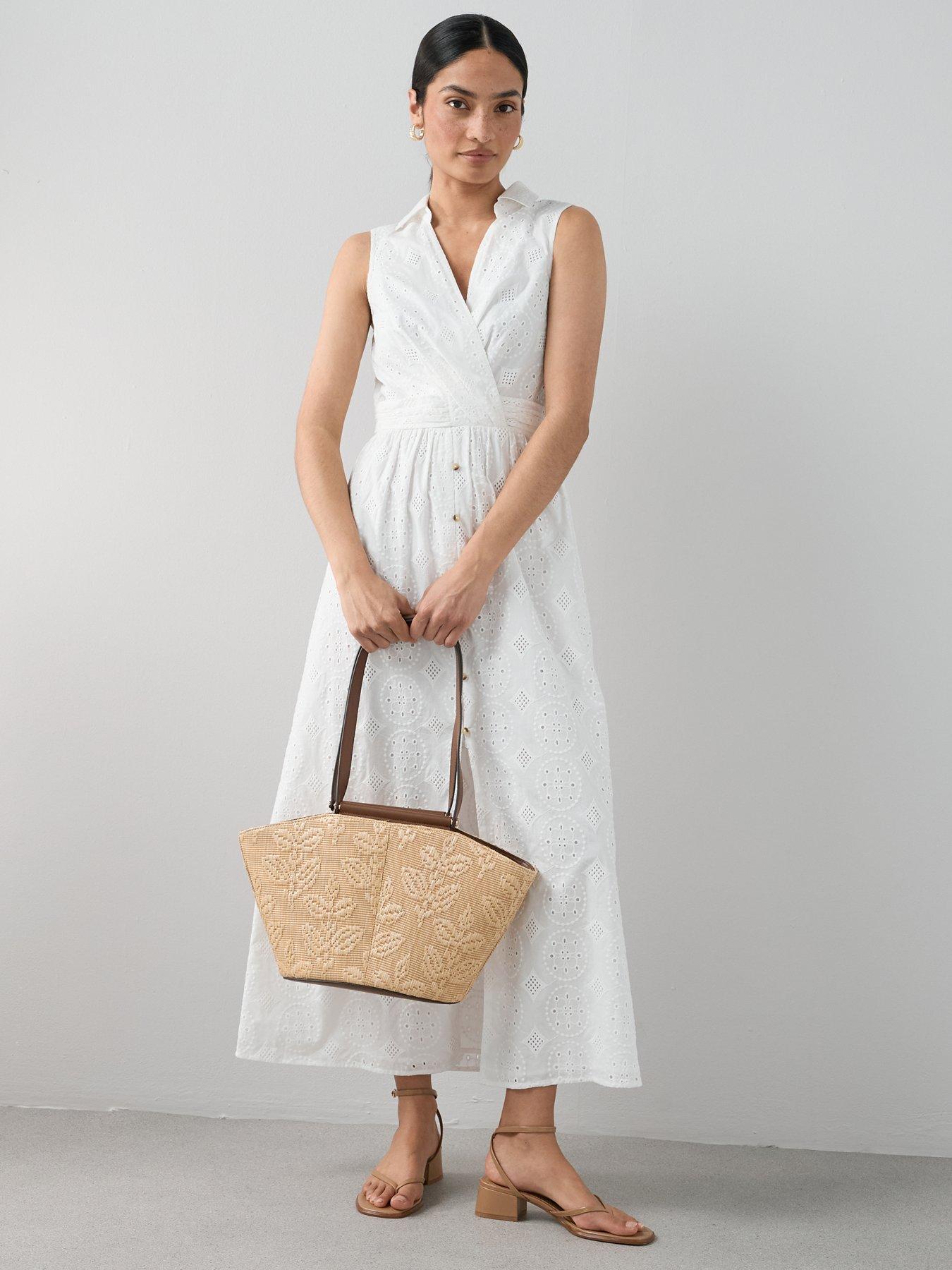 The Very Collection Broderie Sleeveless Tuck Midaxi Dress