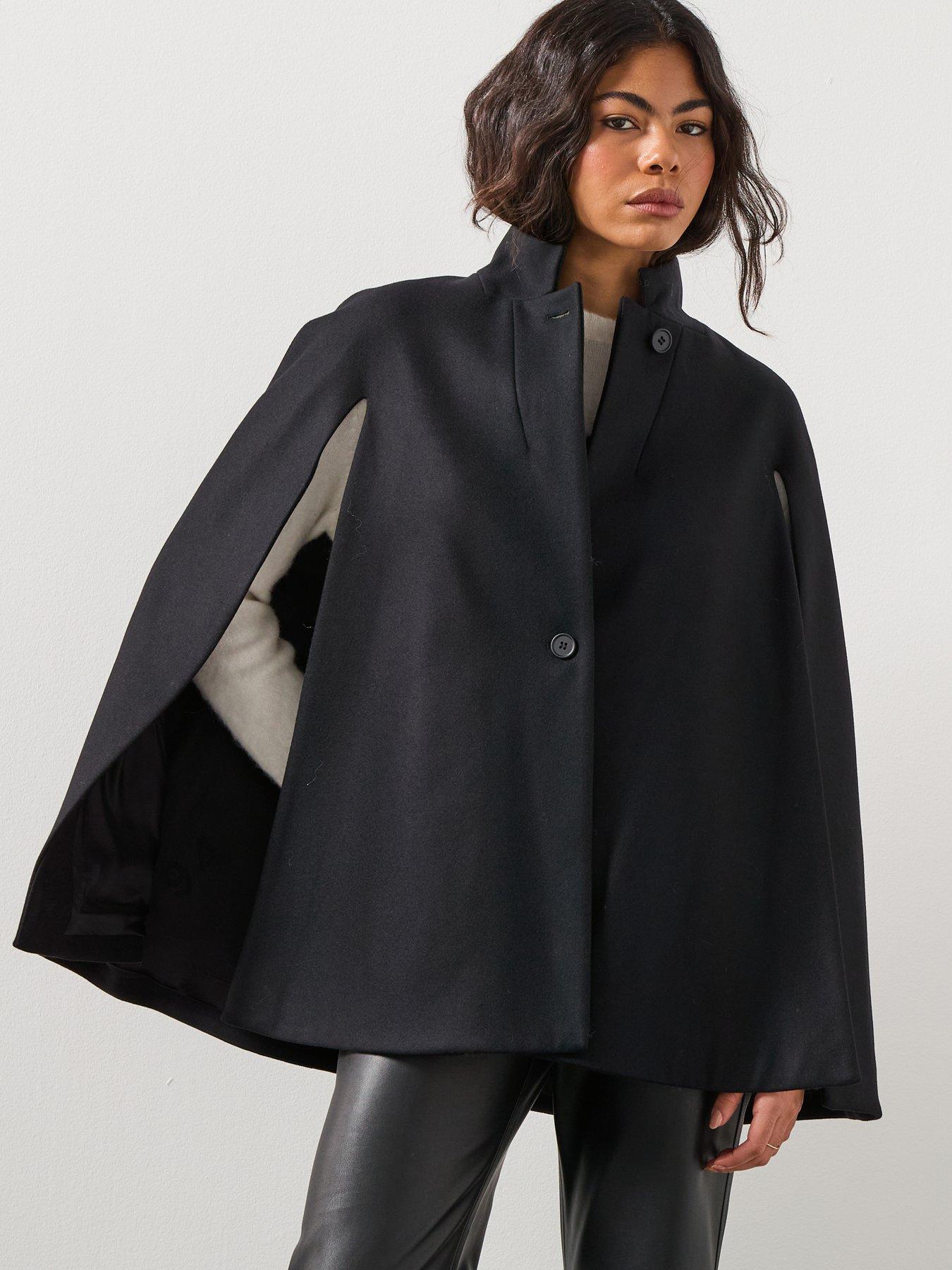 AllSaints Lunis Cape Coat - Black