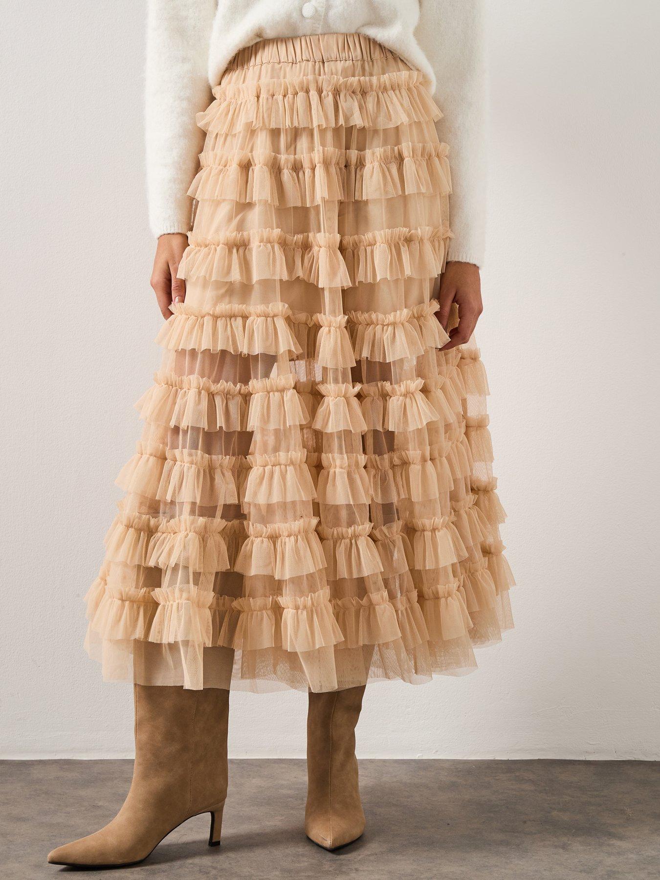 Allsaints Aude Ruffle Skirt - Pink