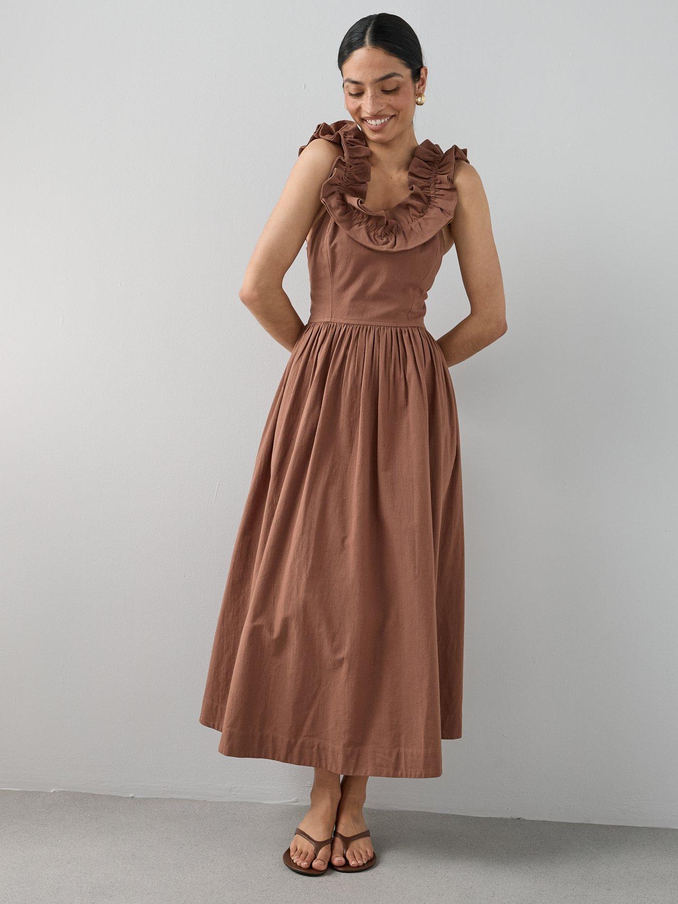 Image 3 of 6 of The Very Collection Ruffle Strap Detail Midaxi Dress