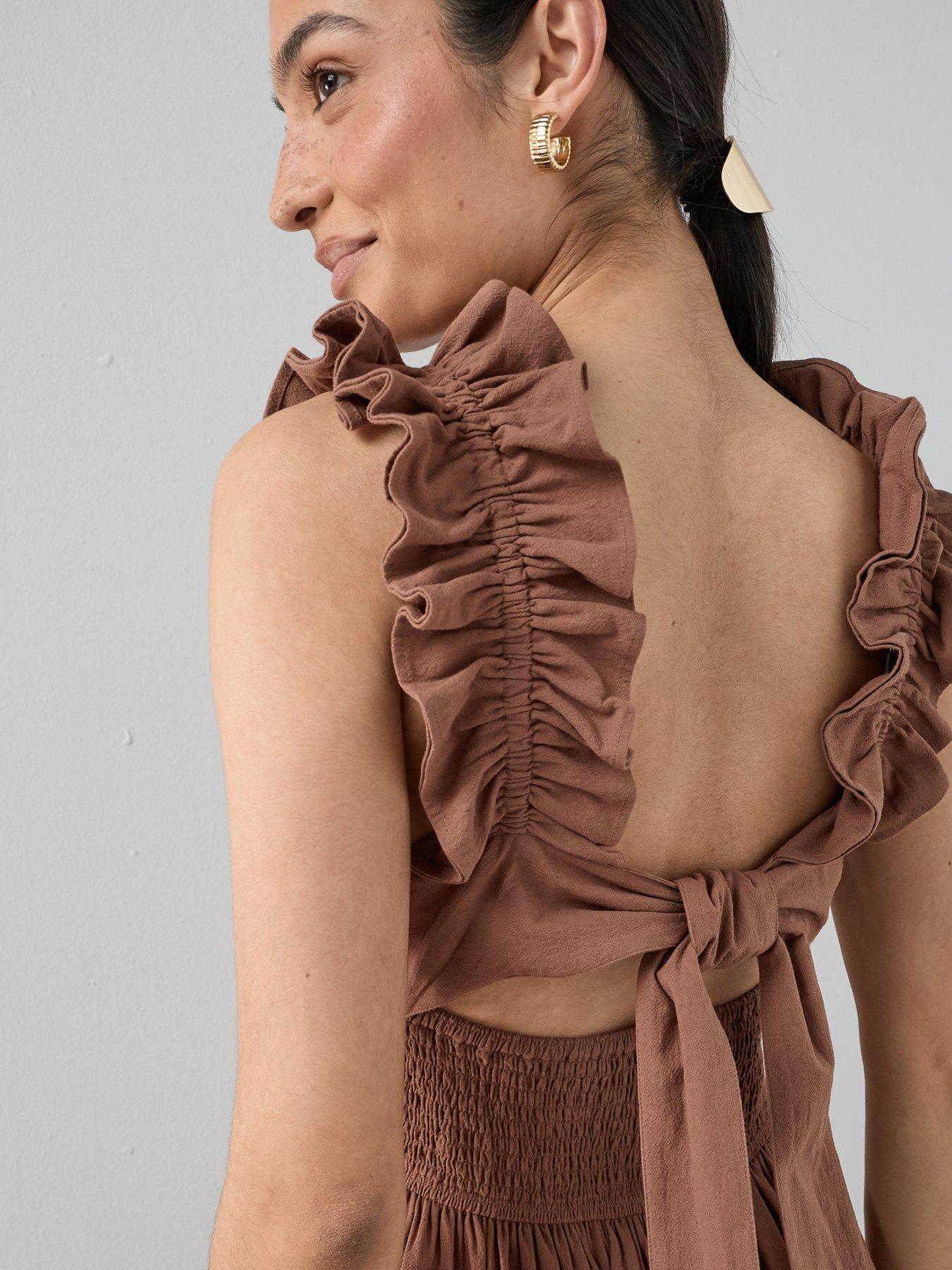Image 4 of 6 of The Very Collection Ruffle Strap Detail Midaxi Dress