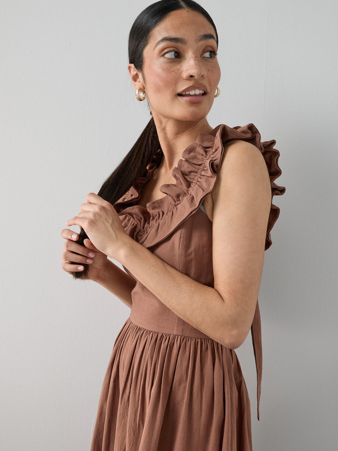 Image 5 of 6 of The Very Collection Ruffle Strap Detail Midaxi Dress