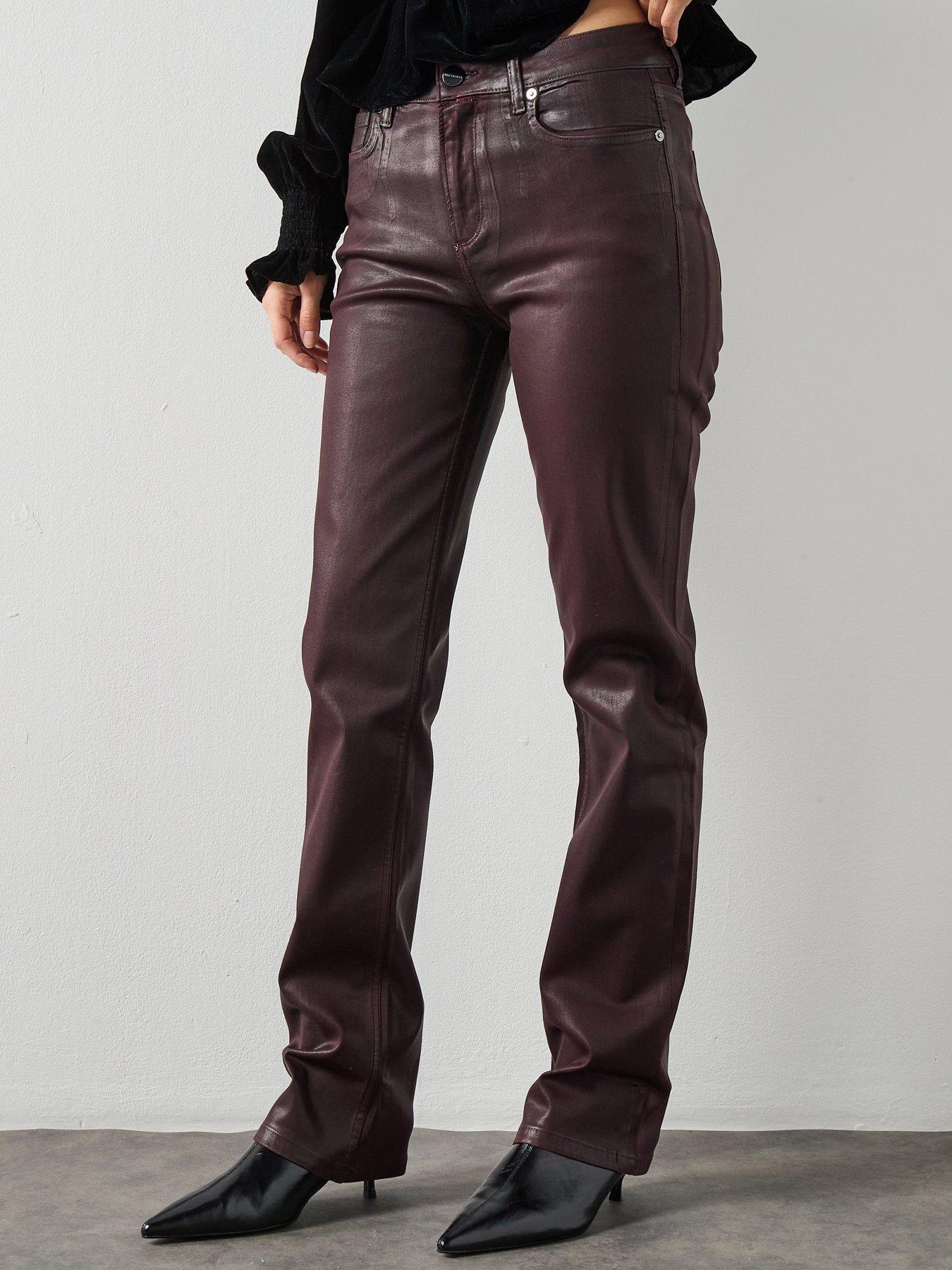 AllSaints Haldan Coated Jean - Burgundy Red