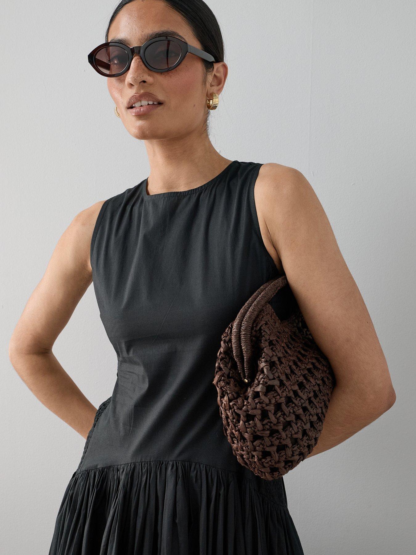 Image 5 of 7 of The Very Collection Shirred Panel Racer Volume Hem Midaxi Dress - Black