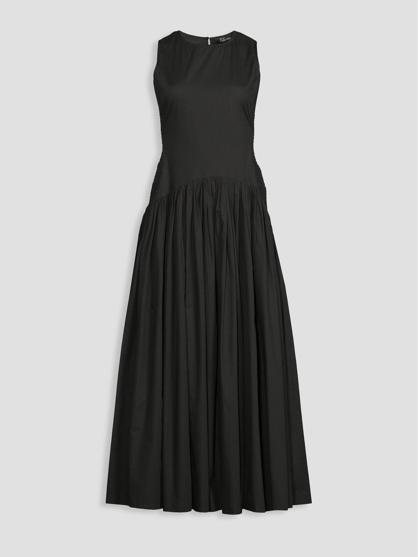 Image 7 of 7 of The Very Collection Shirred Panel Racer Volume Hem Midaxi Dress - Black