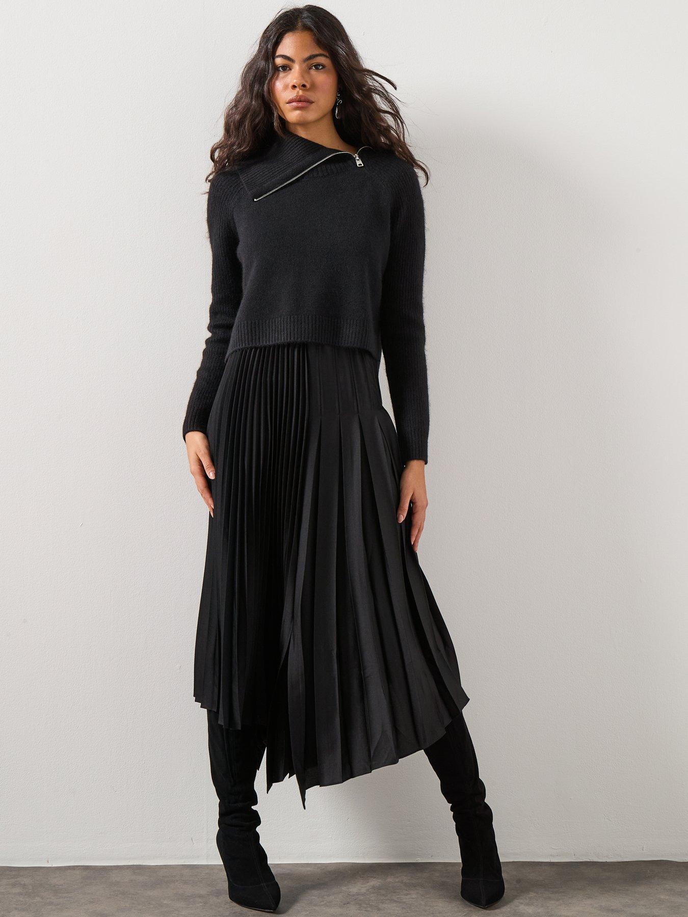 AllSaints Jax Roll Neck Dress - Black