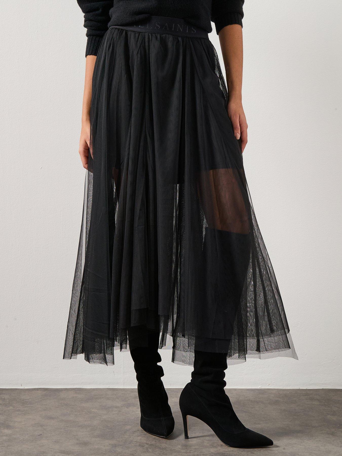 AllSaints Ally Tulle Skirt - Black