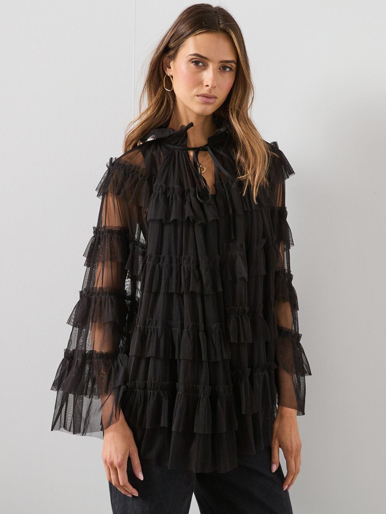 AllSaints Aude Ruffle Cape