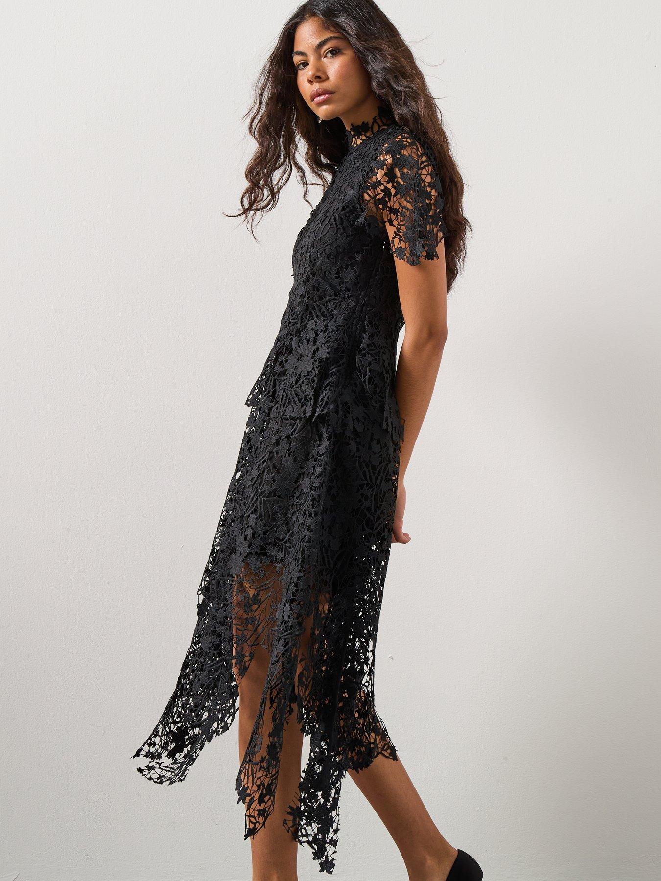 oscar de la renta guipure lace midi dress Floral Guipure Lace Midi Dress