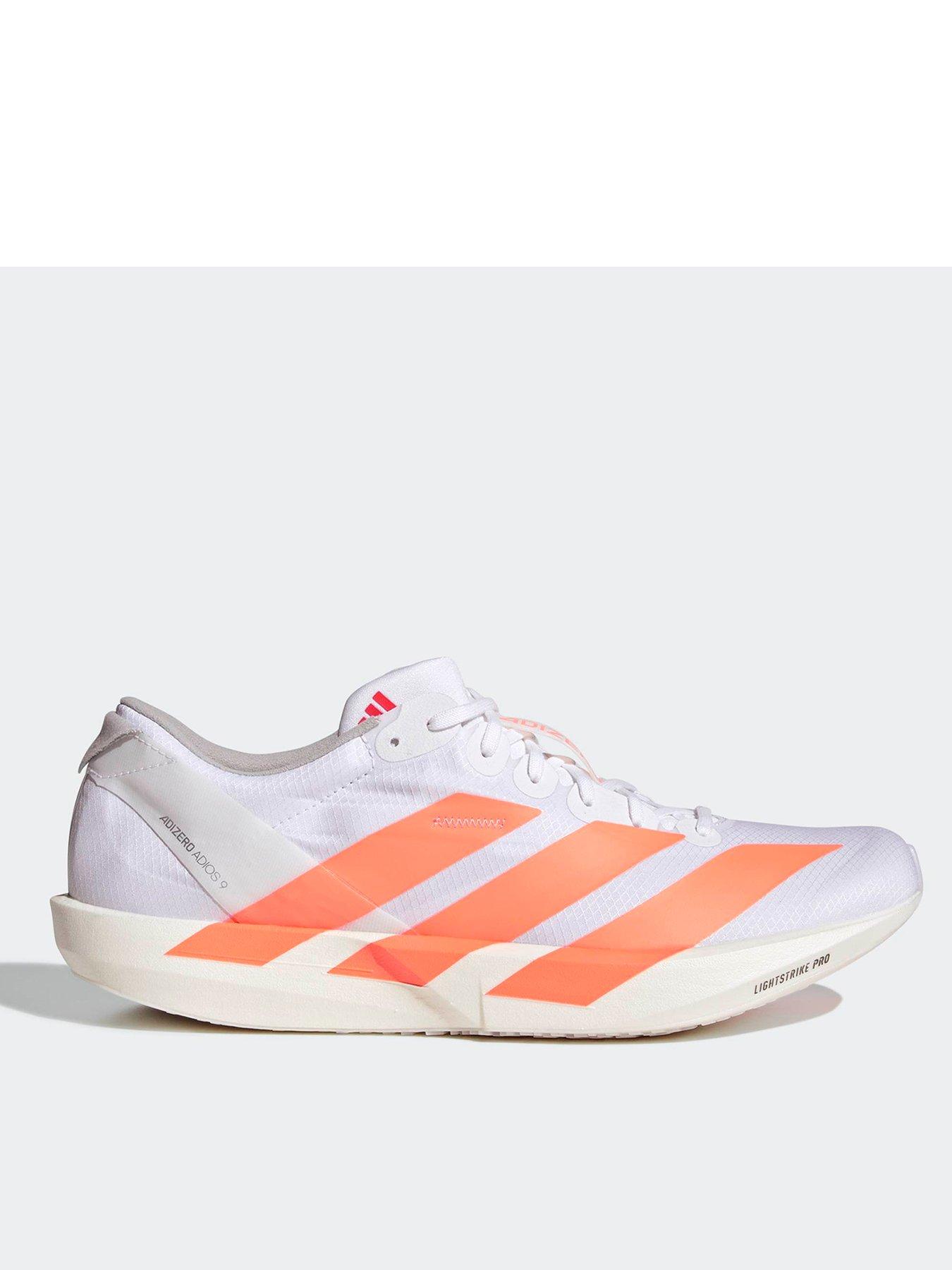 adidas Mens Running Adizero Adios 9 Trainers, Ftwwht/Luor/Lucred, Size 7, Men
