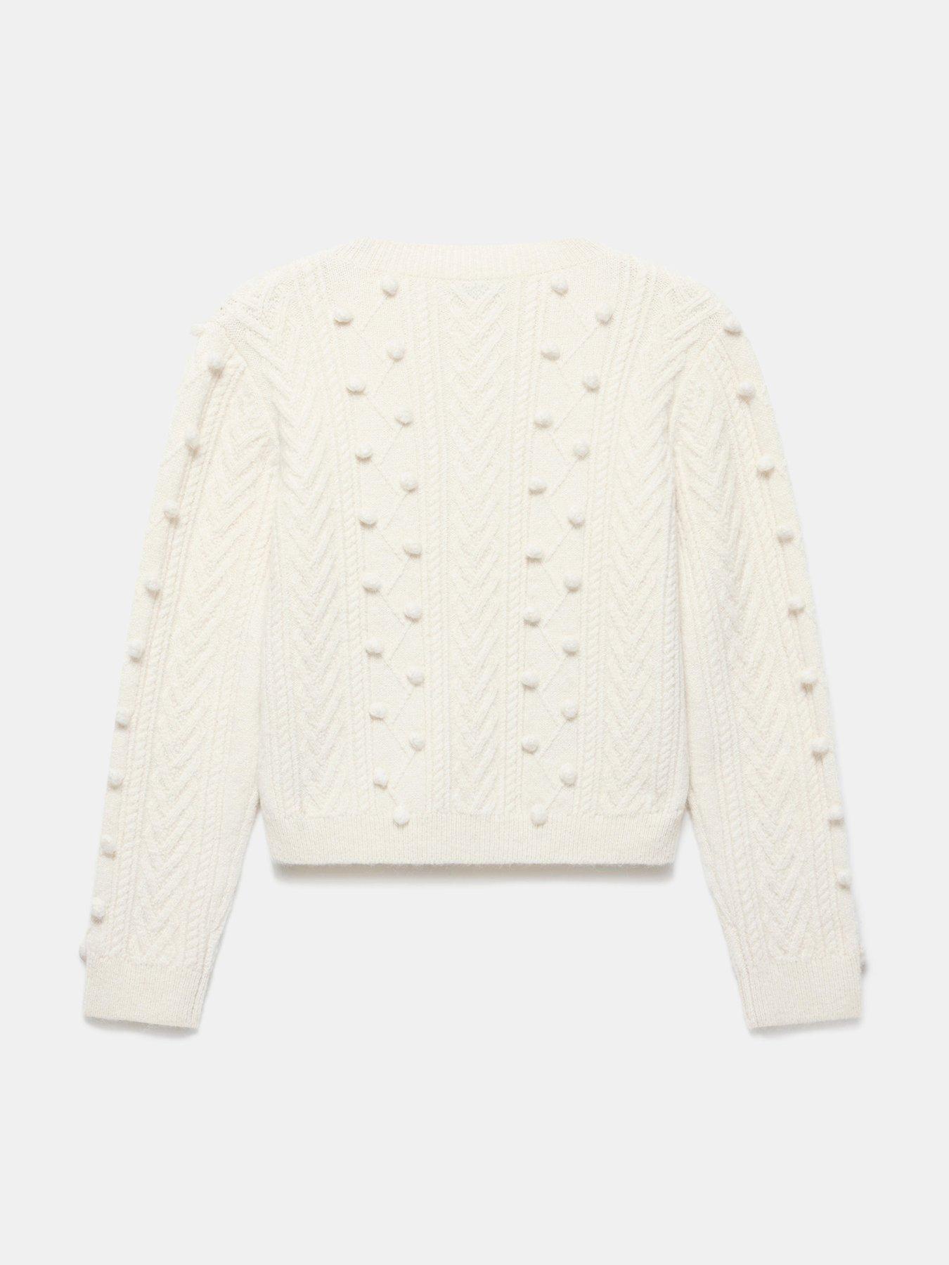 Image 6 of 6 of Mint Velvet Ivory Bobble Bow Cardigan - Cream