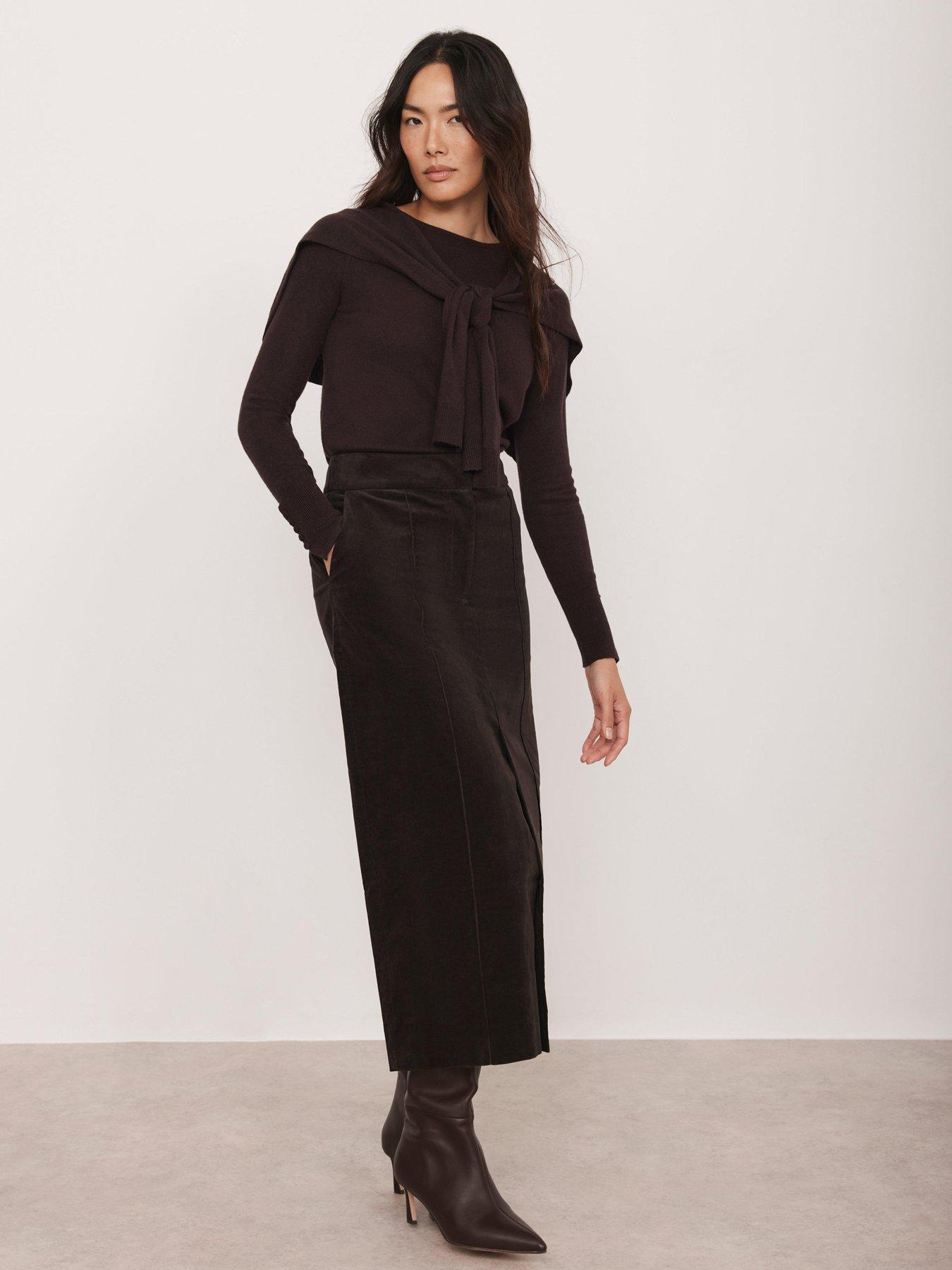 Mint Velvet Chocolate Corduroy Skirt Brown Very - Main Image