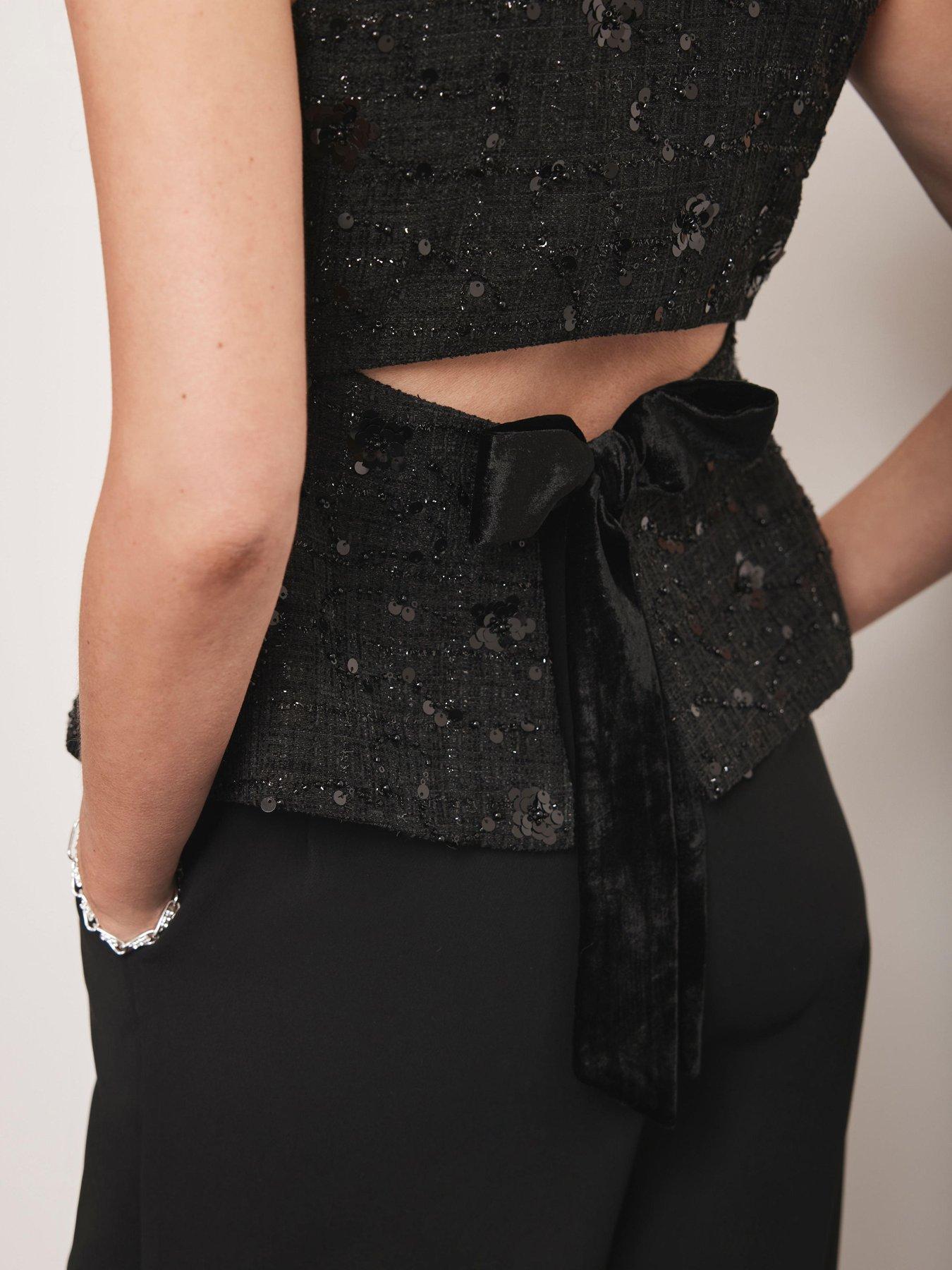 Image 4 of 6 of Mint Velvet Boucle Waistcoat - Black