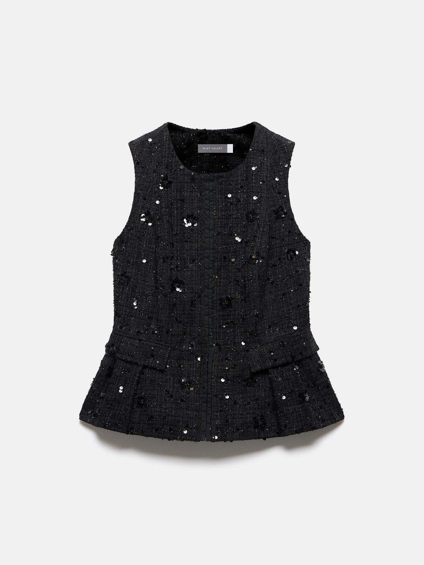 Image 5 of 6 of Mint Velvet Boucle Waistcoat - Black